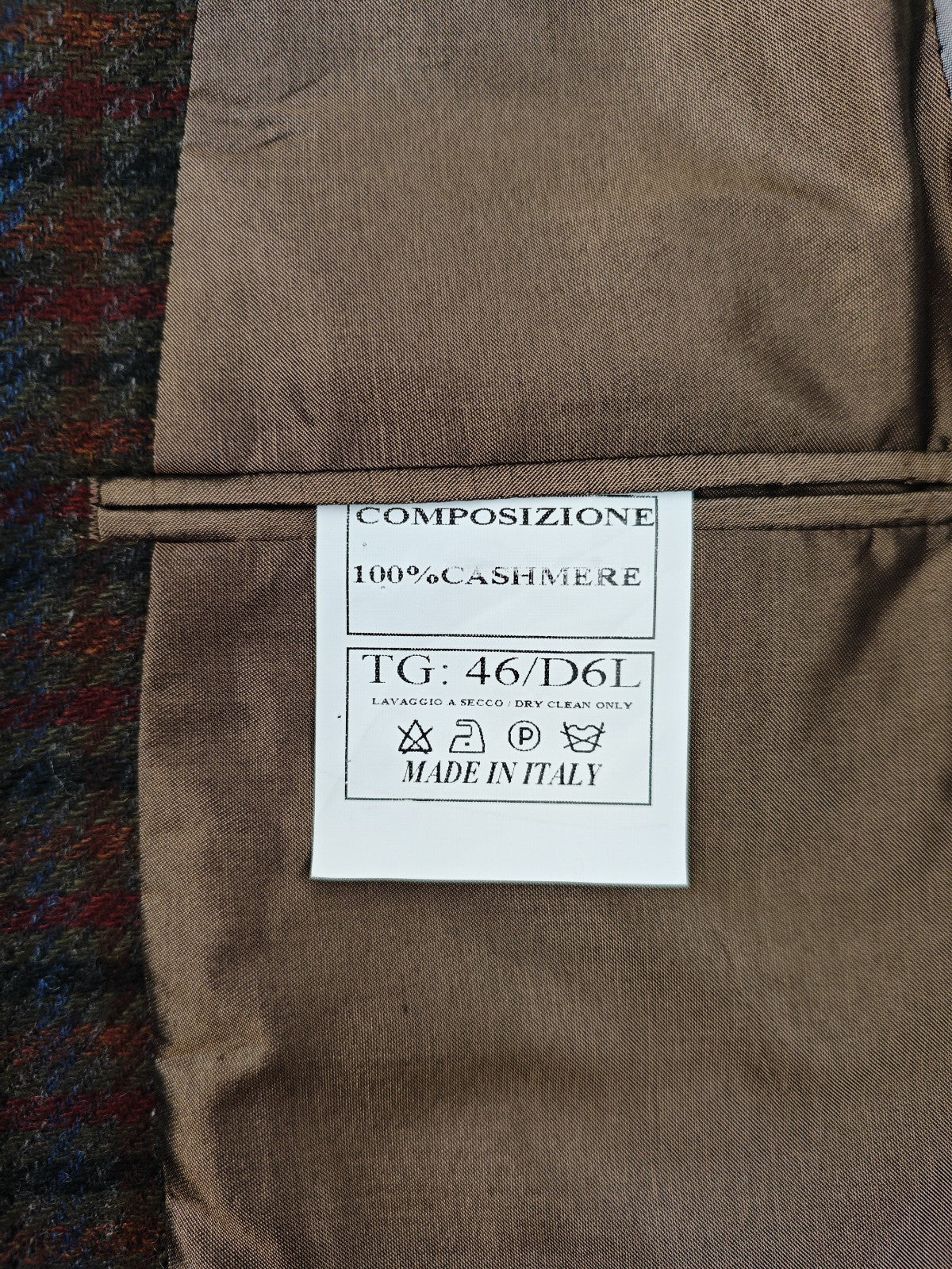 $2200 RUBINACCI Jacket Sport Coat Glen Check 100% Cashmere Tweed 36 US / 46 EU