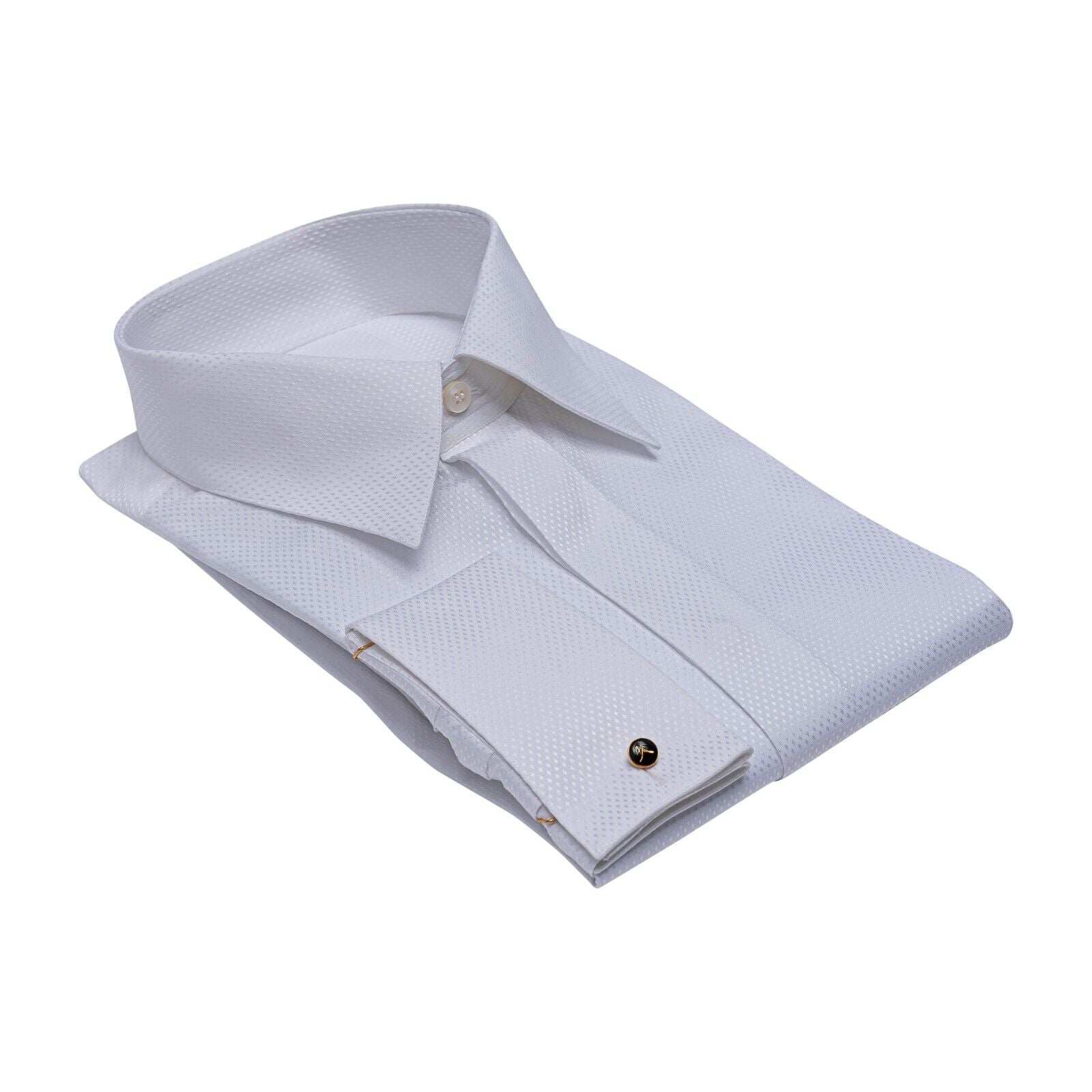 690$ ITALIAN LUXURY GERLIN Shirt White Jacquard Cotton 5A ZILLI