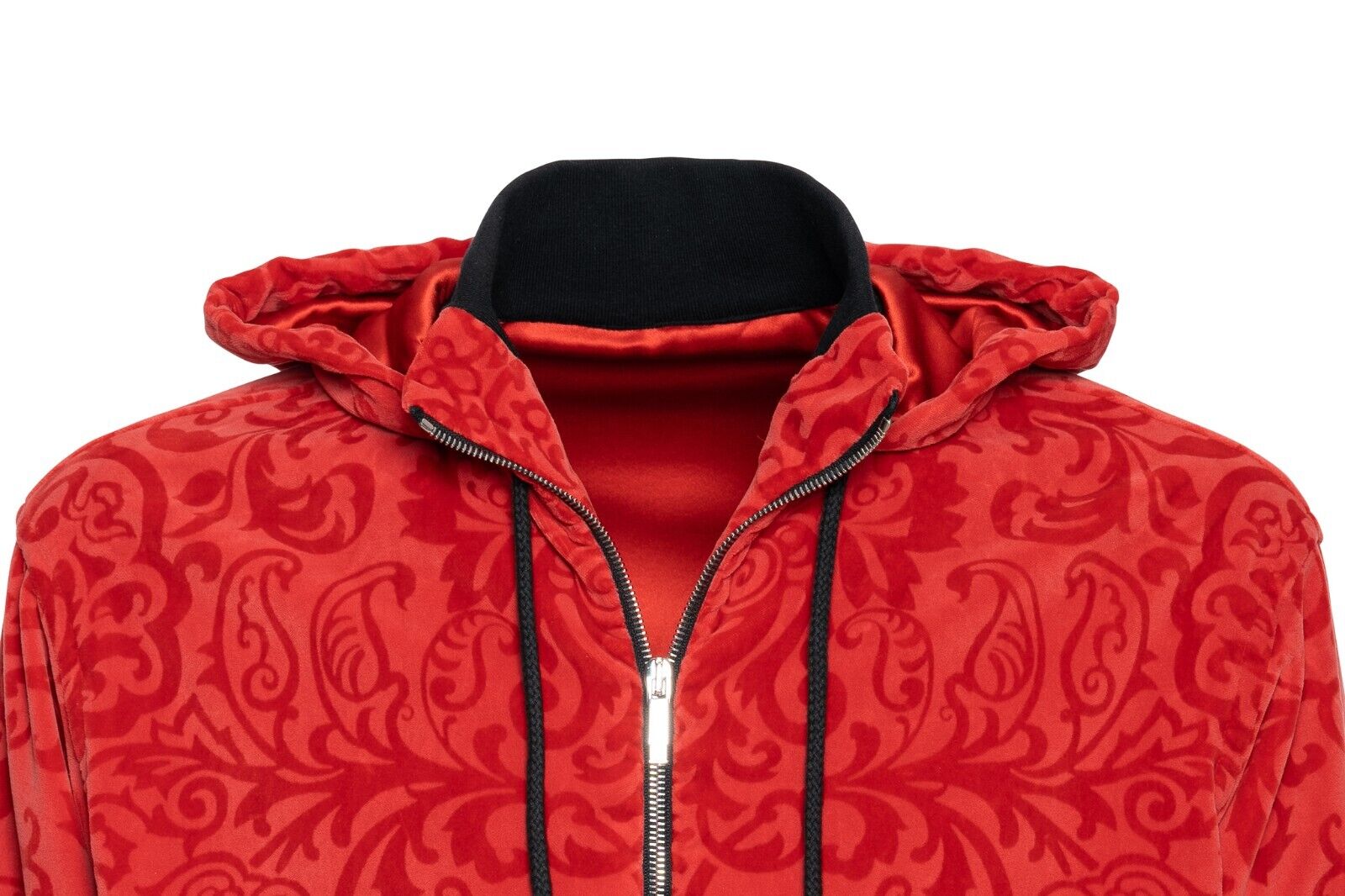 3500$ ITALO FERRETTI Tracksuit Jogging Suit Red "DAMASK" Velvet + Silk Size L