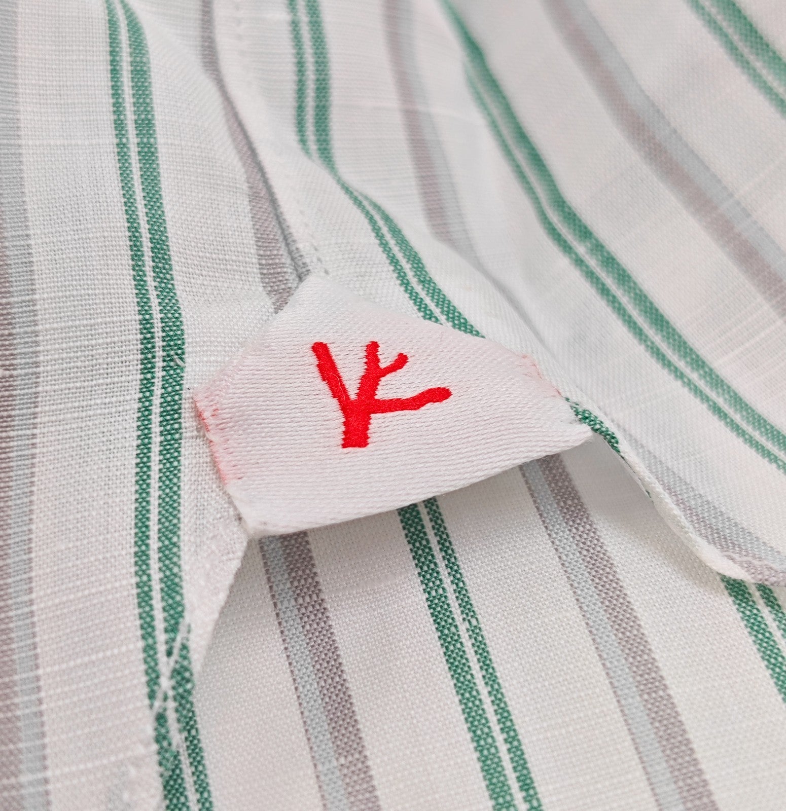760$ ISAIA NAPOLI "Mix" Dress Shirt White Striped Cotton - Linen 18 - 45