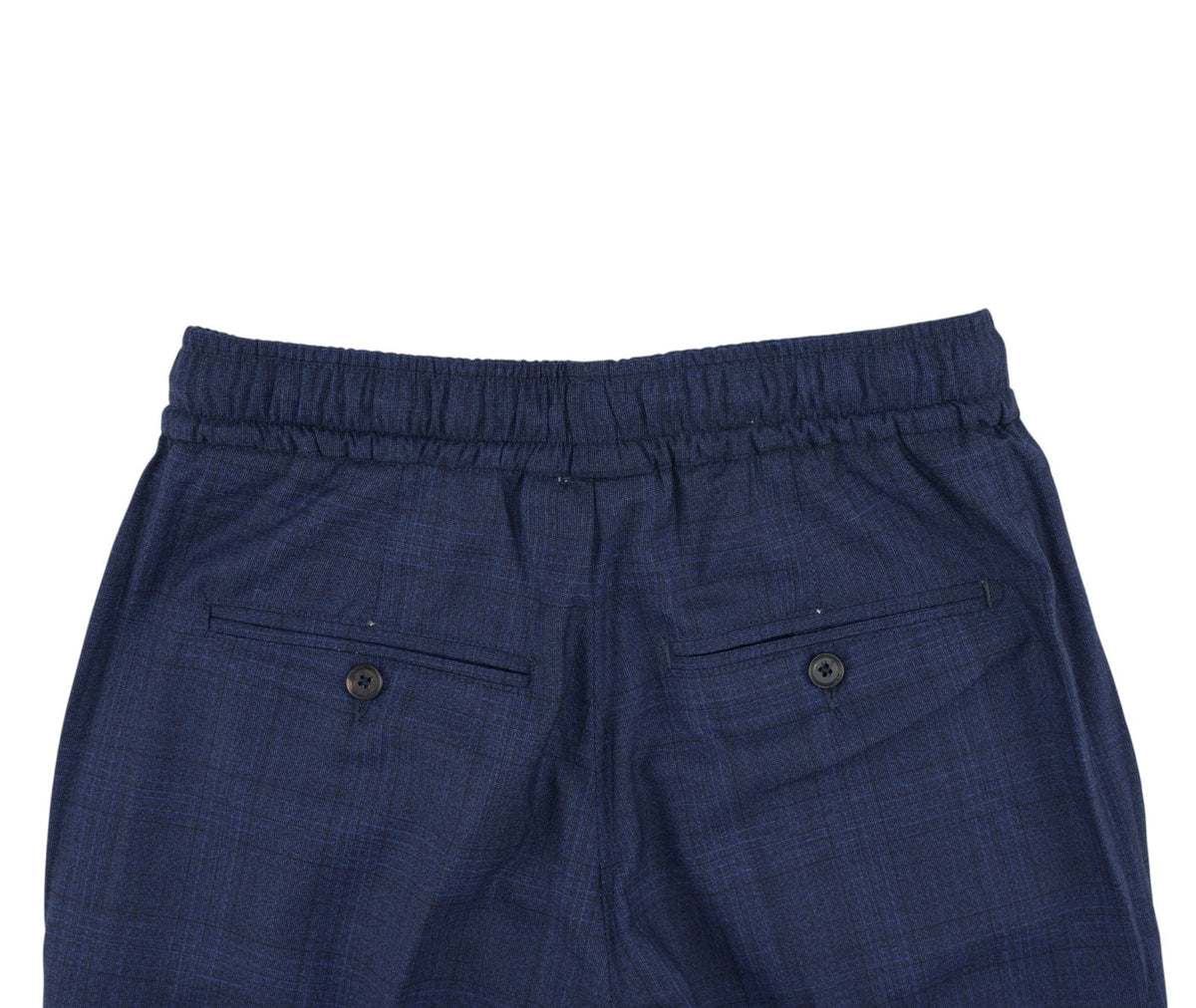 1300$ ISAIA NAPOLI Blue Glen Plain Drawstring Pant Fine Wool 28 US / 44 EU
