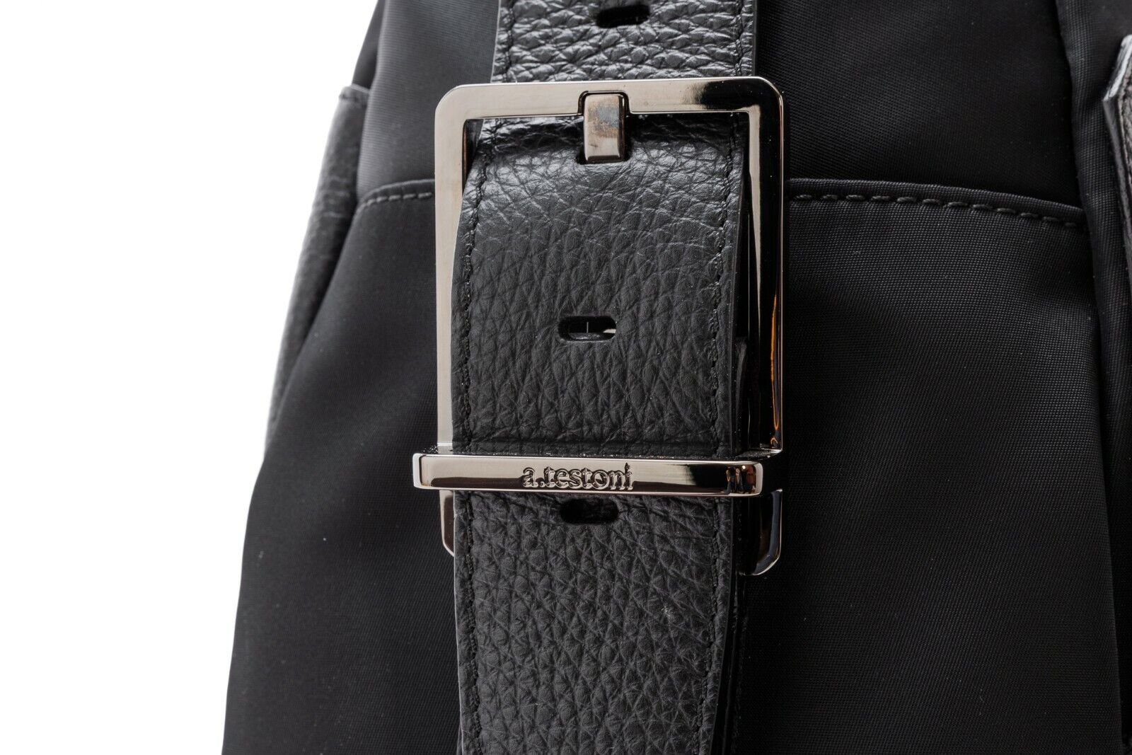 $629 a.Testoni Bologna Pc Case / Backpack Black Karibu Calf + Fabric Luxury