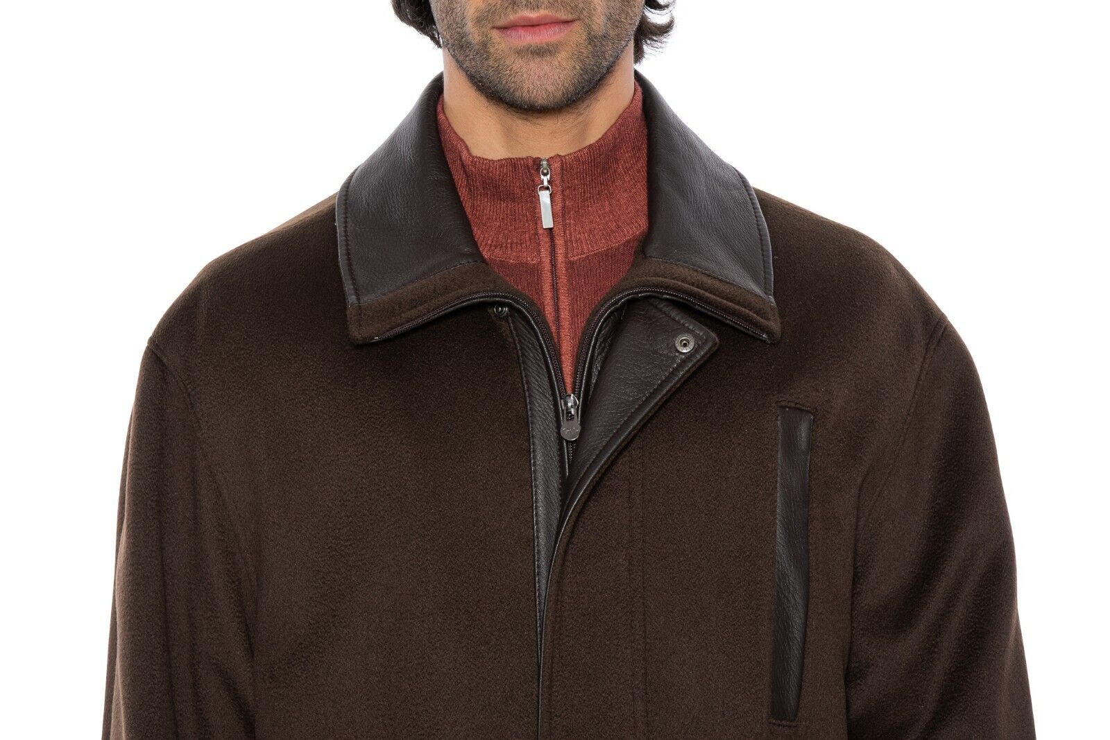 $4800 HETTABRETZ Brown Jacket Coat 100% Cashmere / Lambskin / Silk 42 US / 52 EU