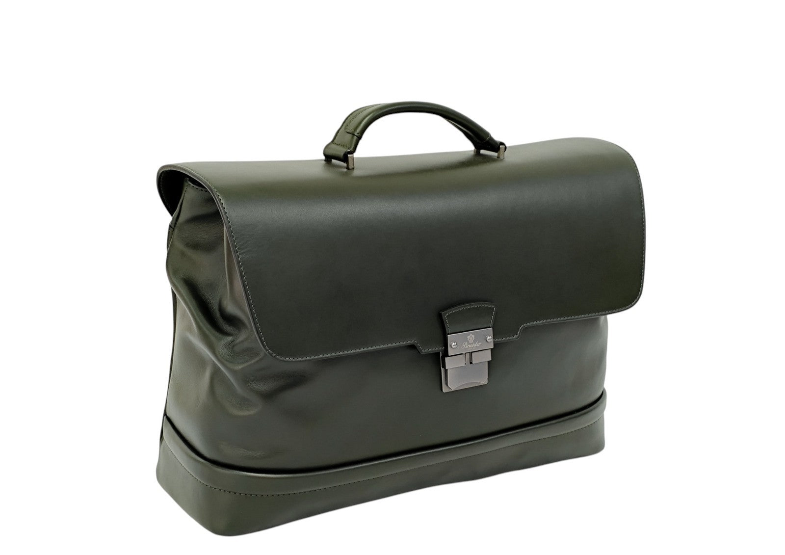 1220$ PINEIDER FIRENZE "Metro Smooth" Calf Briefcase Work Doctor Bag Noble Green