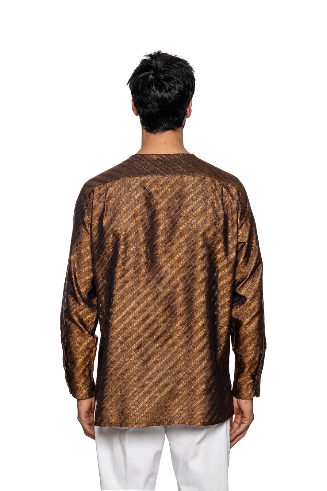750$ ITALO FERRETTI Shirt Rust "SERAPHINE" 100% Silk COMO Size L BIJAN