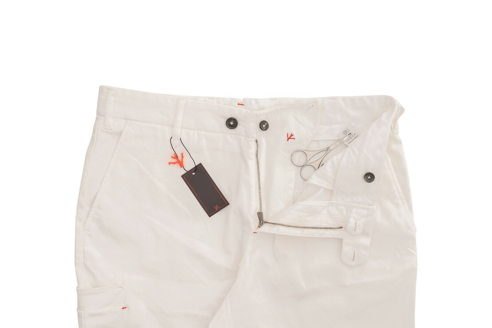 750$ ISAIA NAPOLI White Chino Short Pant Cotton / Cashmere 32 US / 48 EU