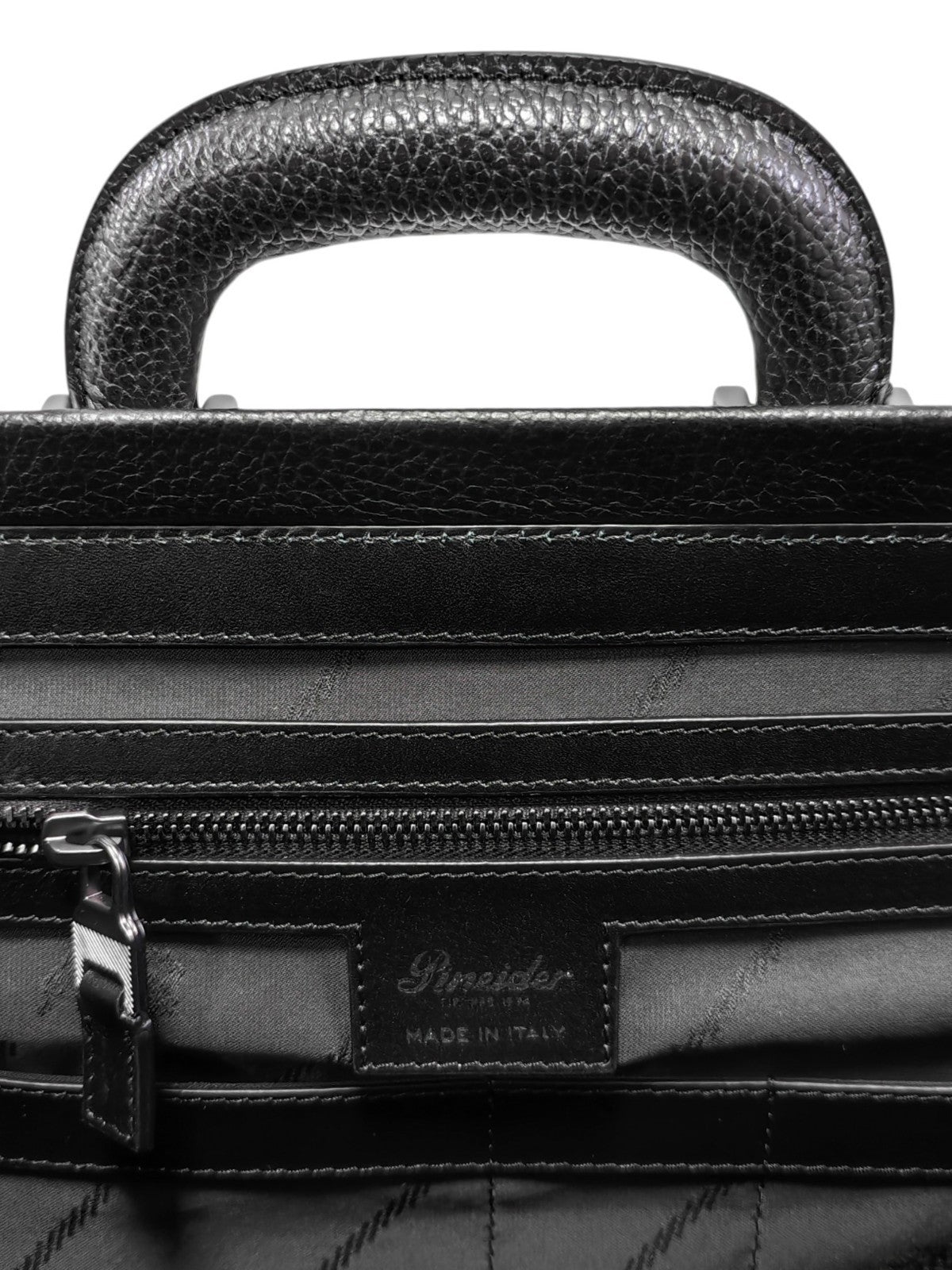 1450$ PINEIDER FIRENZE 1774 Grained Calf Work Doctor Bag Laptop Black