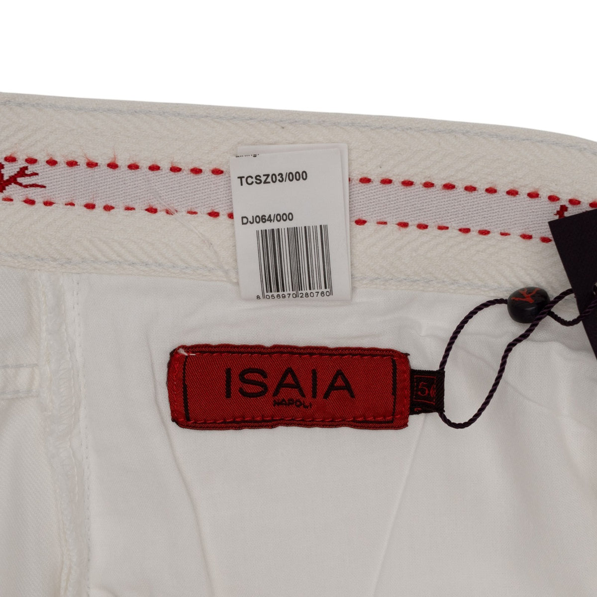 695$ ISAIA NAPOLI White 5 Pockets Jeans Denim Pant Cotton Slim Fit