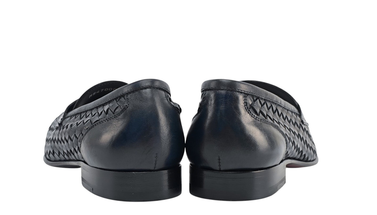1250$ TESTONI "Tivoli" Blue Unlined Loafer Shoes Woven Calf 8 UK / 9 US / 42 IT