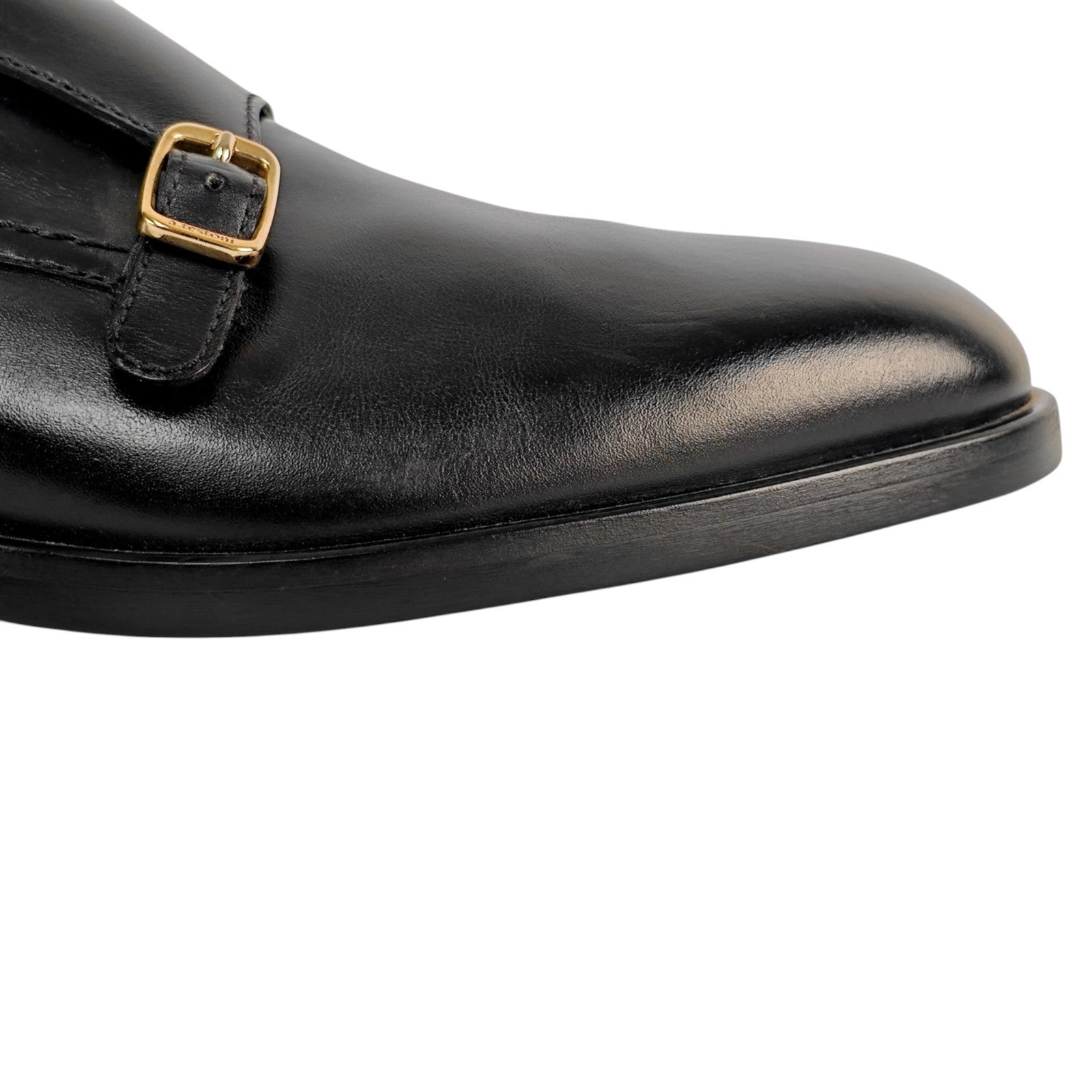 1250$ TESTONI Double Monk Shoes Buckle Black Lux Calf 8 UK / 9 US / 42 IT