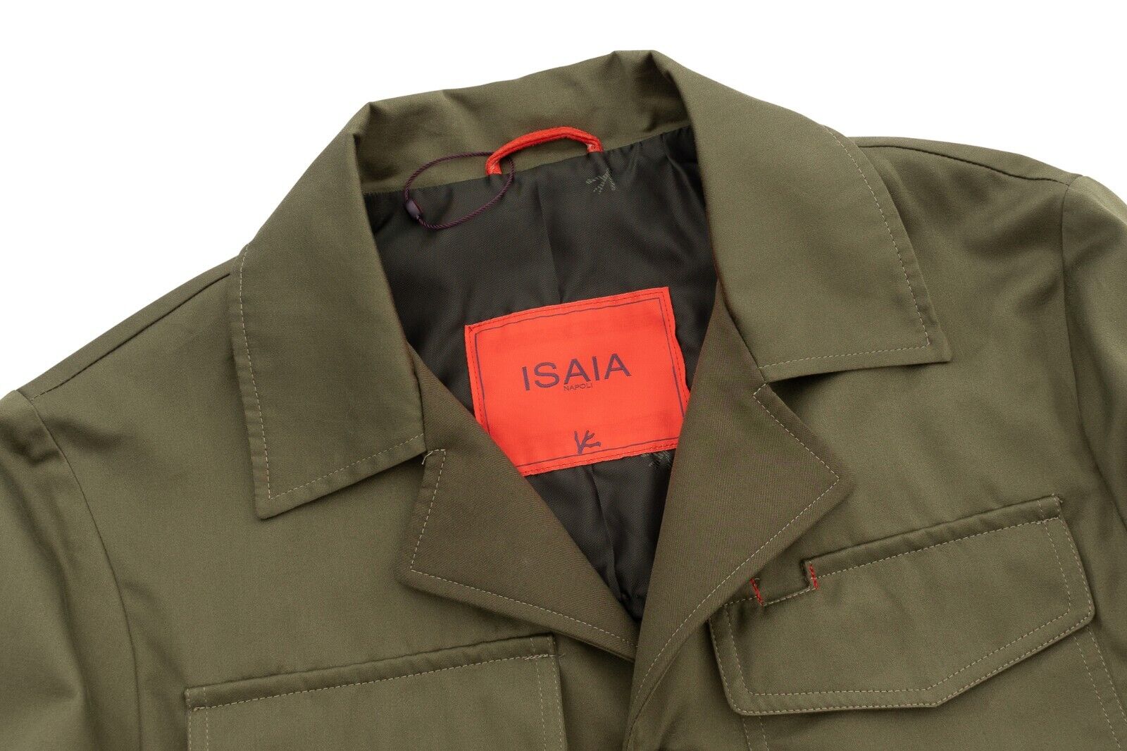 $3200 ISAIA NAPOLI Green Belted Safari Jacket Coat Cotton 38 US / 48 EU Slim Fit