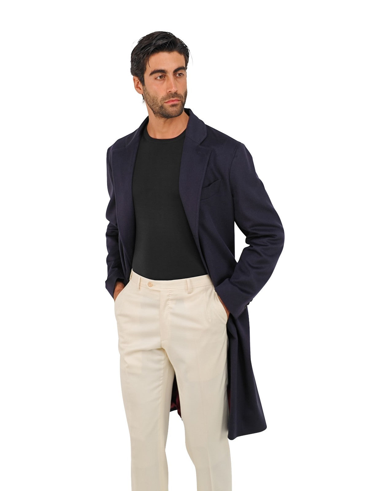 $3400 RUBINACCI "Skyfall 007" Blue Long Coat 100% Cashmere 40 US / 50 EU