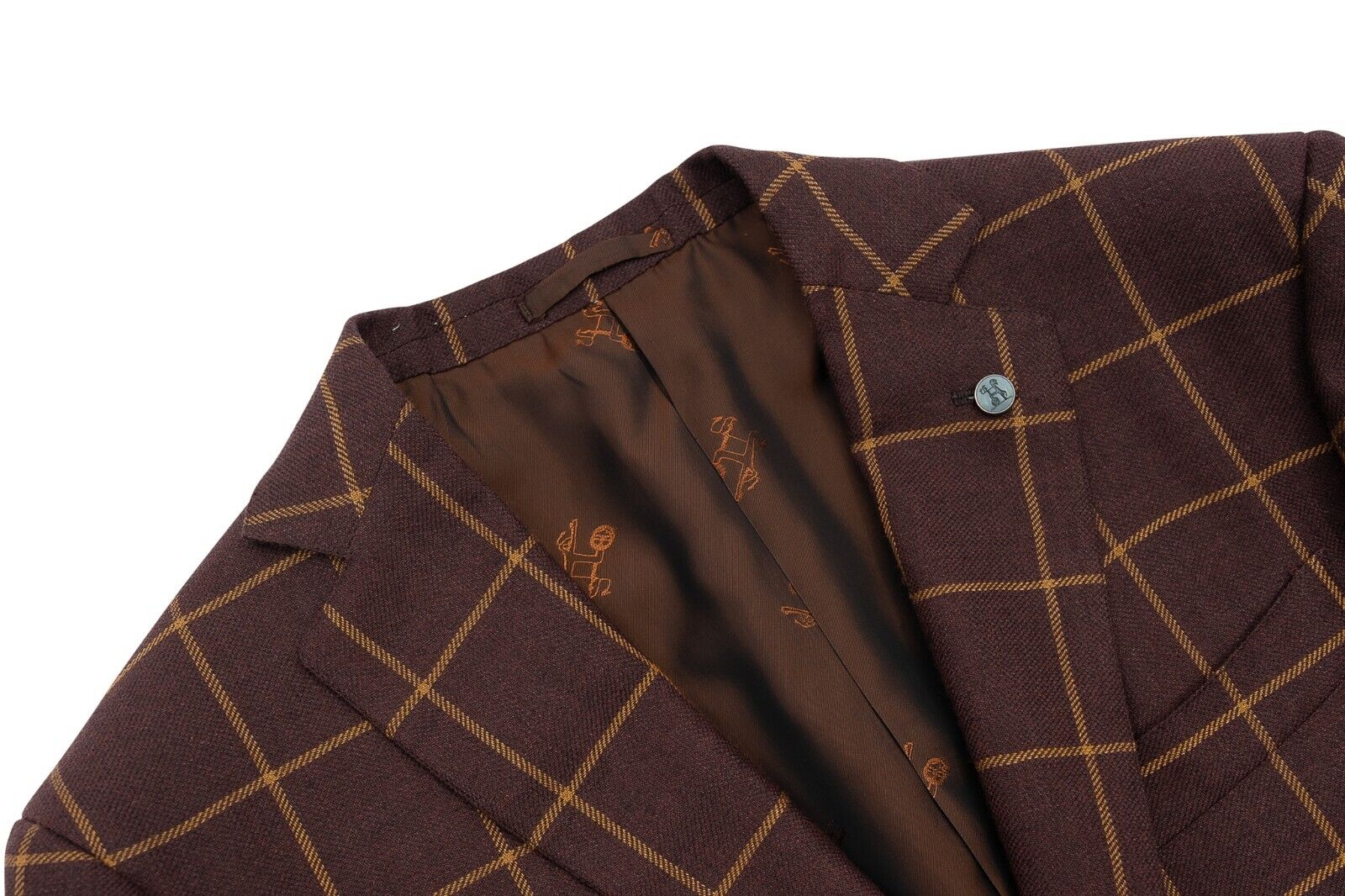 $1500 EIDOS by ISAIA NAPOLI Burgundy Windowpane Jacket Sport Coat Wool / Linen