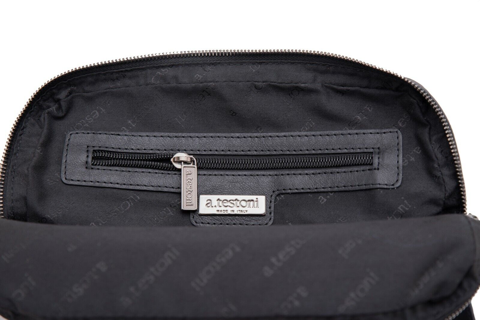 $590 Testoni Bologna Black Calf Clutch Bag with Shoulder Strap + Tablet Case