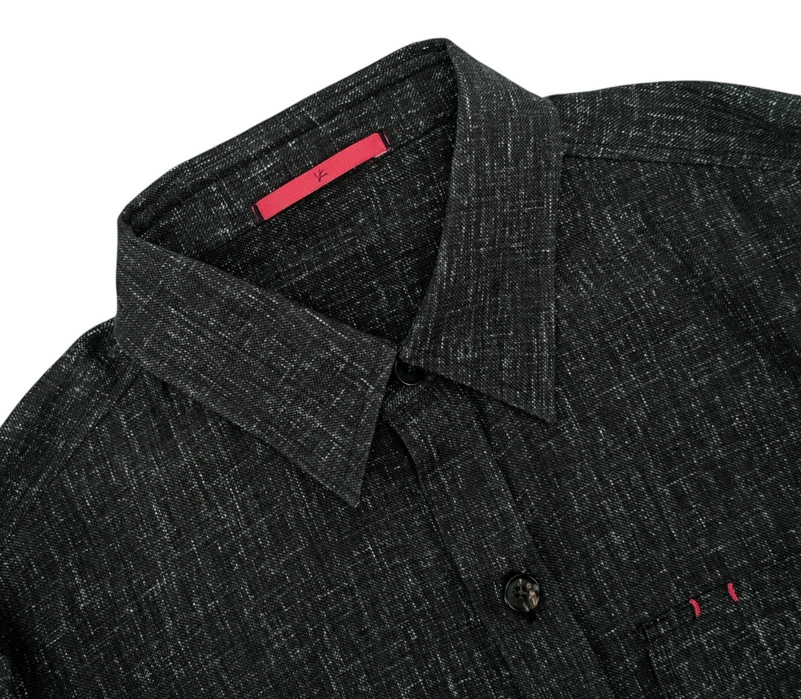 $1350 ISAIA NAPOLI Dark Gray Hand-Sewn Overshirt Jacket Linen - Wool Size S