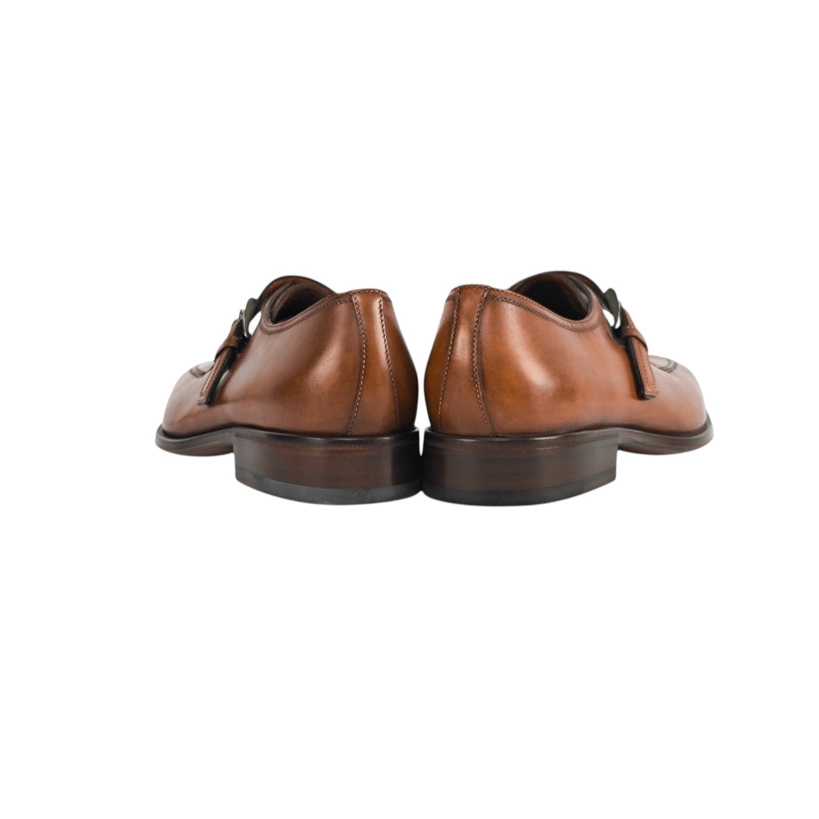 1250$ TESTONI Monk Shoes Buckle Caramel Washed Calf 8 UK / 9 US / 42 IT