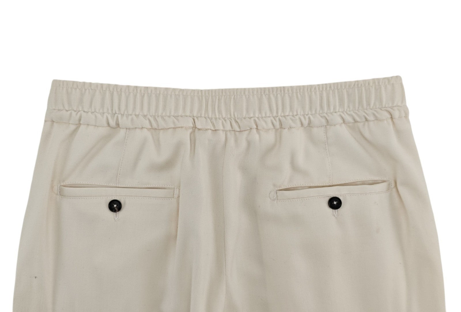 1750$ ISAIA NAPOLI Cream Tapered Elastic Band Cargo Pant Wool 32 US / 48 EU R
