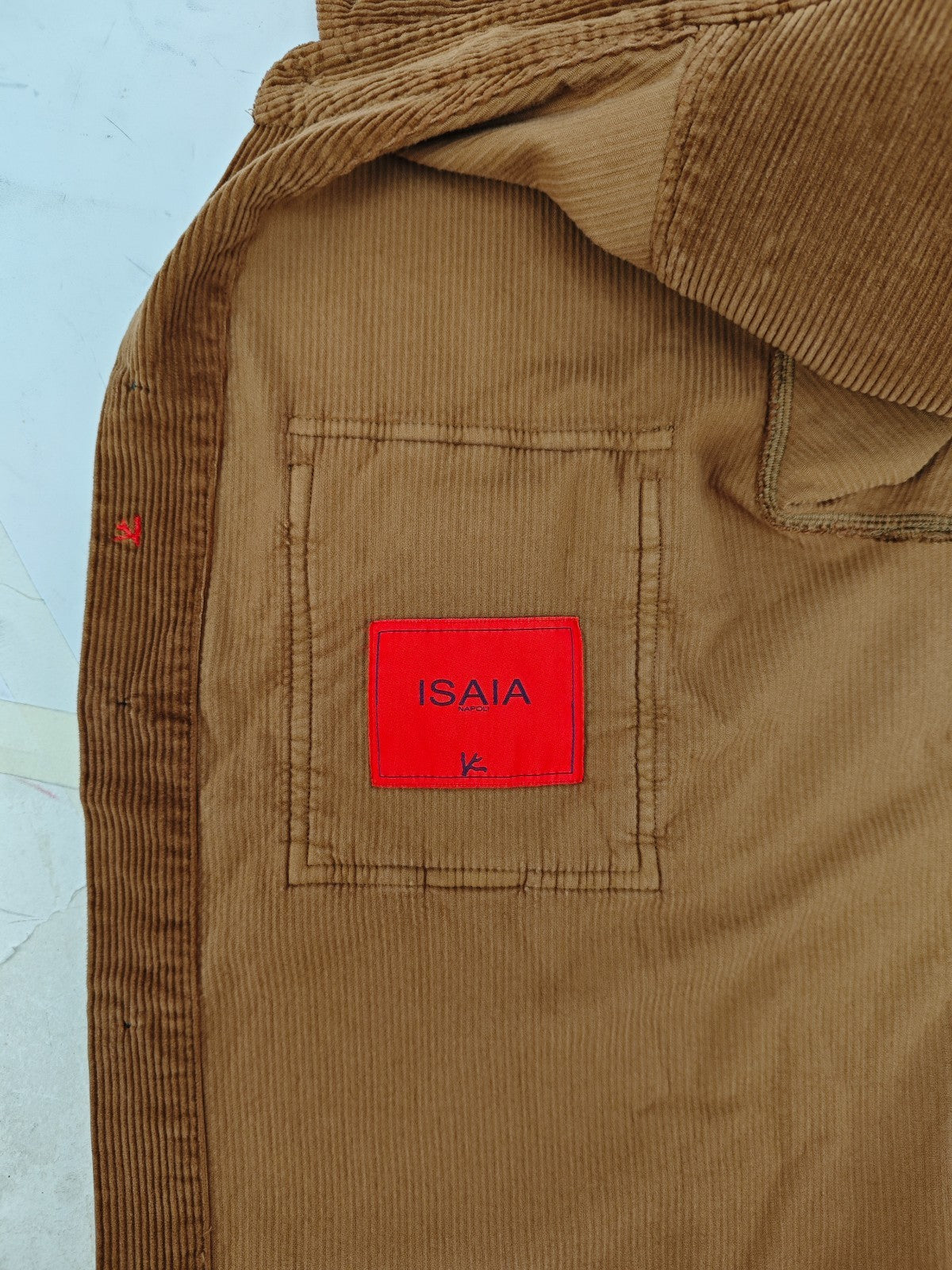 $1200 ISAIA NAPOLI Brown Hand-Sewn Overshirt Jacket Corduroy Cotton Size XL