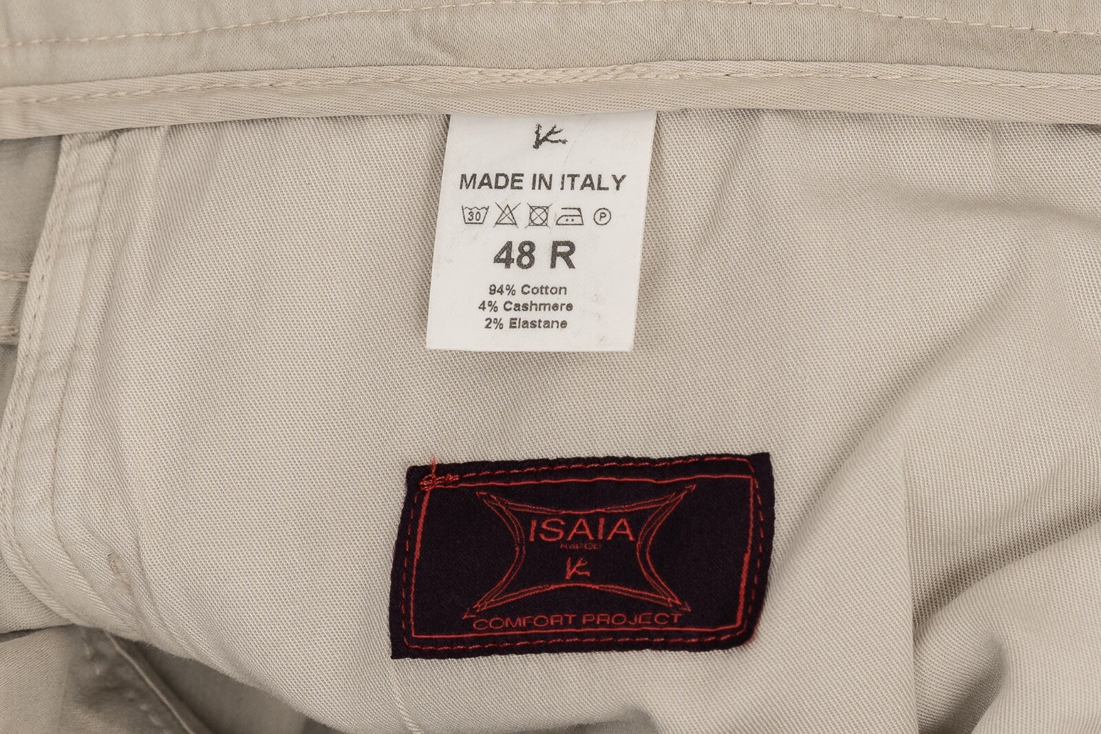 850$ ISAIA NAPOLI "Comfort" Beige 5 Pockets Trousers Pant Soft Cotton / Cashmere