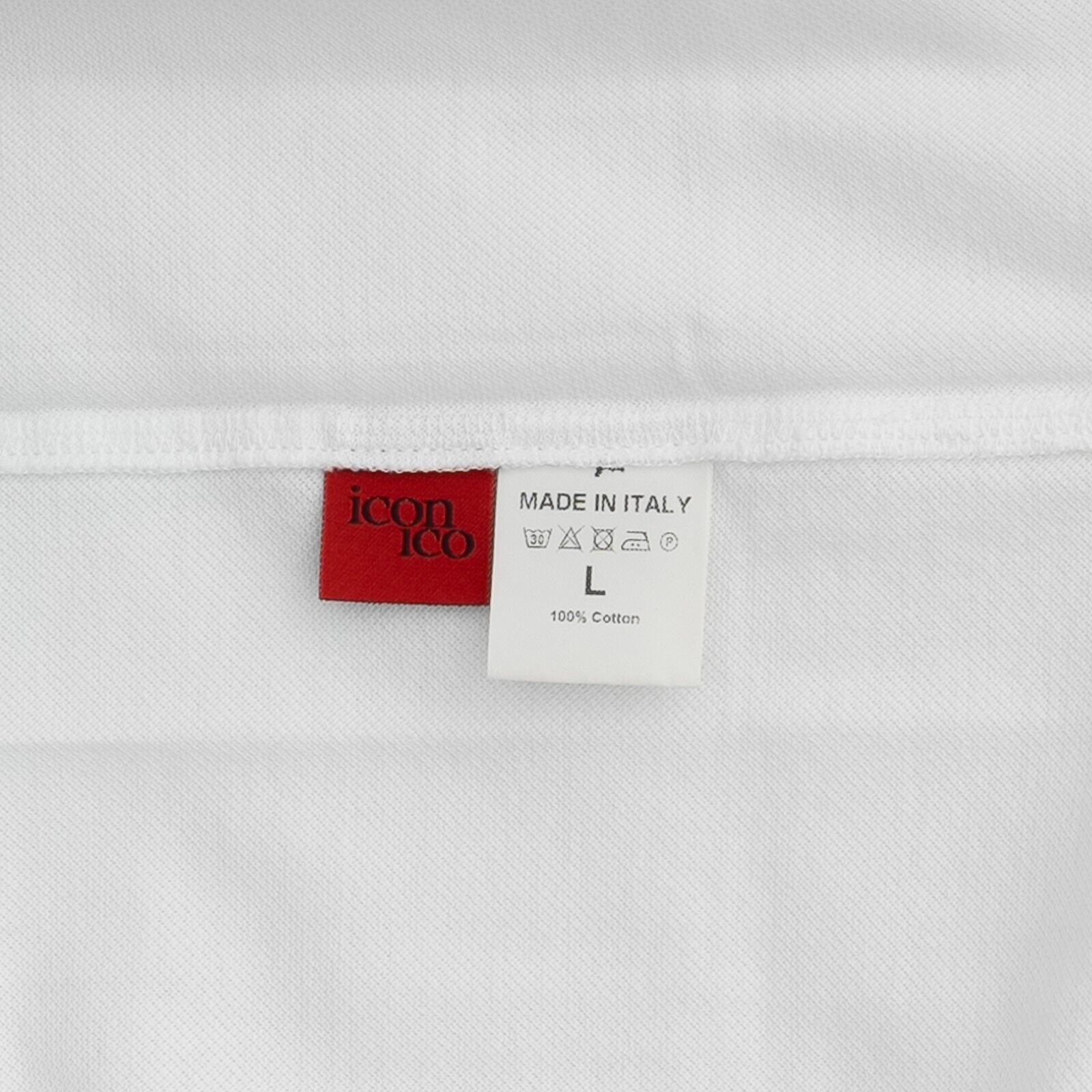 450$ ISAIA NAPOLI "Iconico" White Brand Logo Polo Short Sleeve Cotton Hand-Sewn