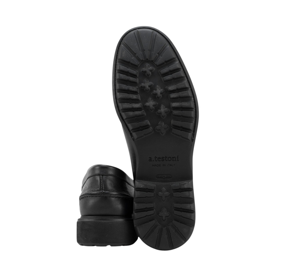 1250$ TESTONI Mocs Loafer Shoes Calf Black + Dark Metal 8 UK / 9 US / 42 IT