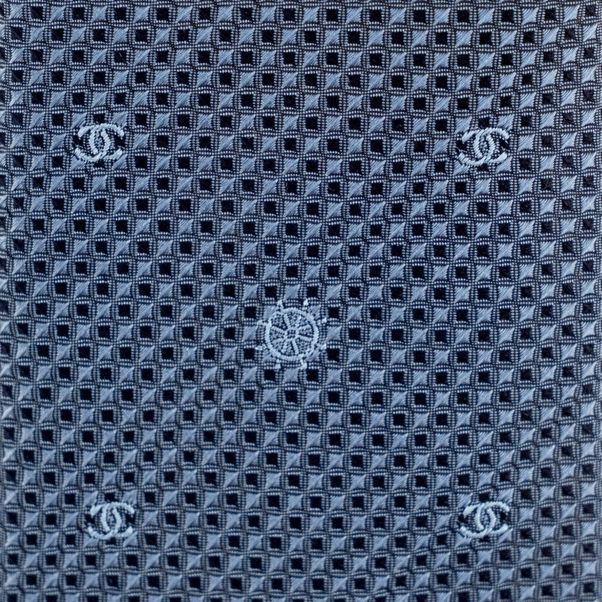 $300 CHANEL PARIS Light Blue Geometric Tie 100% Silk - Made in Italy