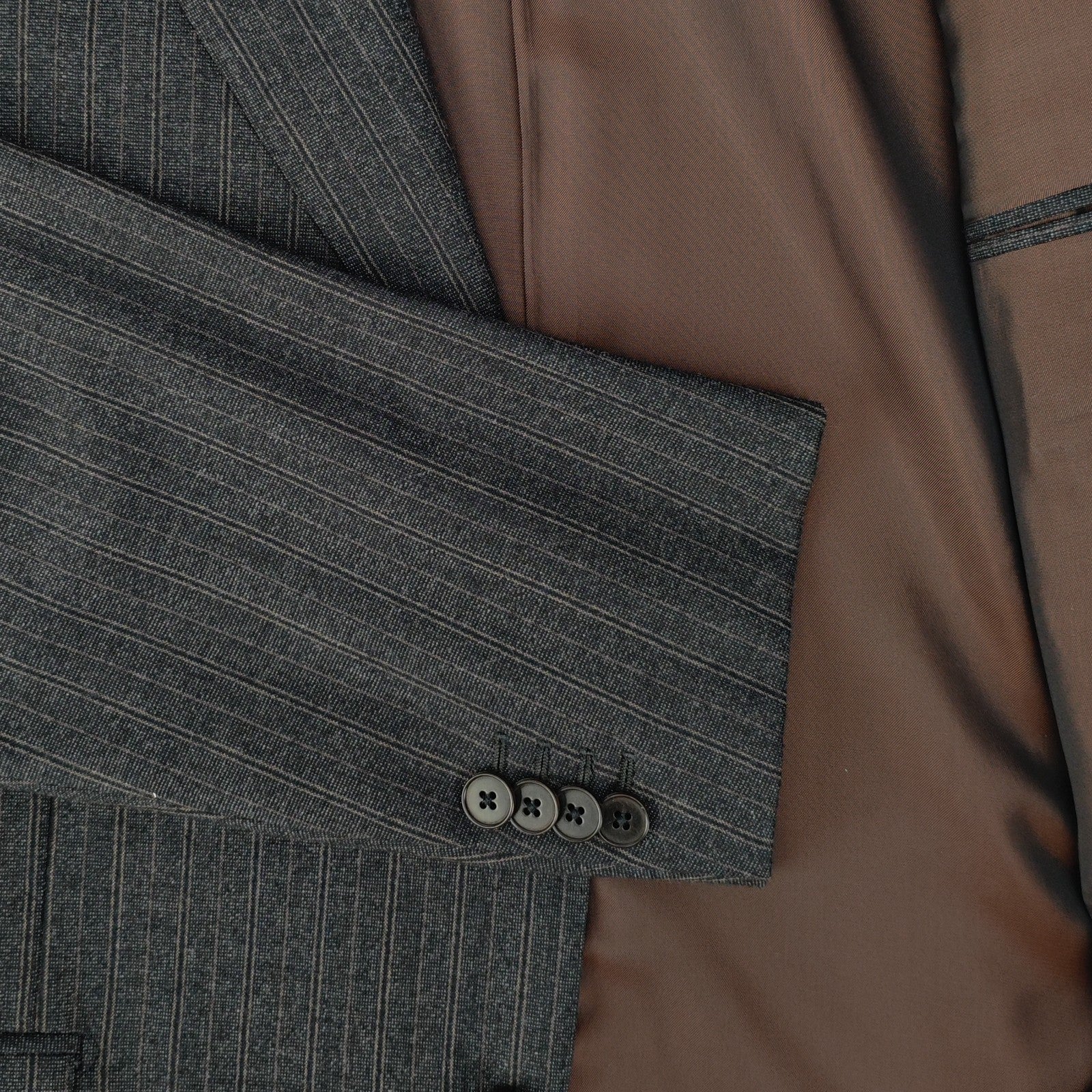 1800$ CARUSO Grey Pinstripe Suit Wool Silk Cashmere Made Italy 40 US / 50 IT