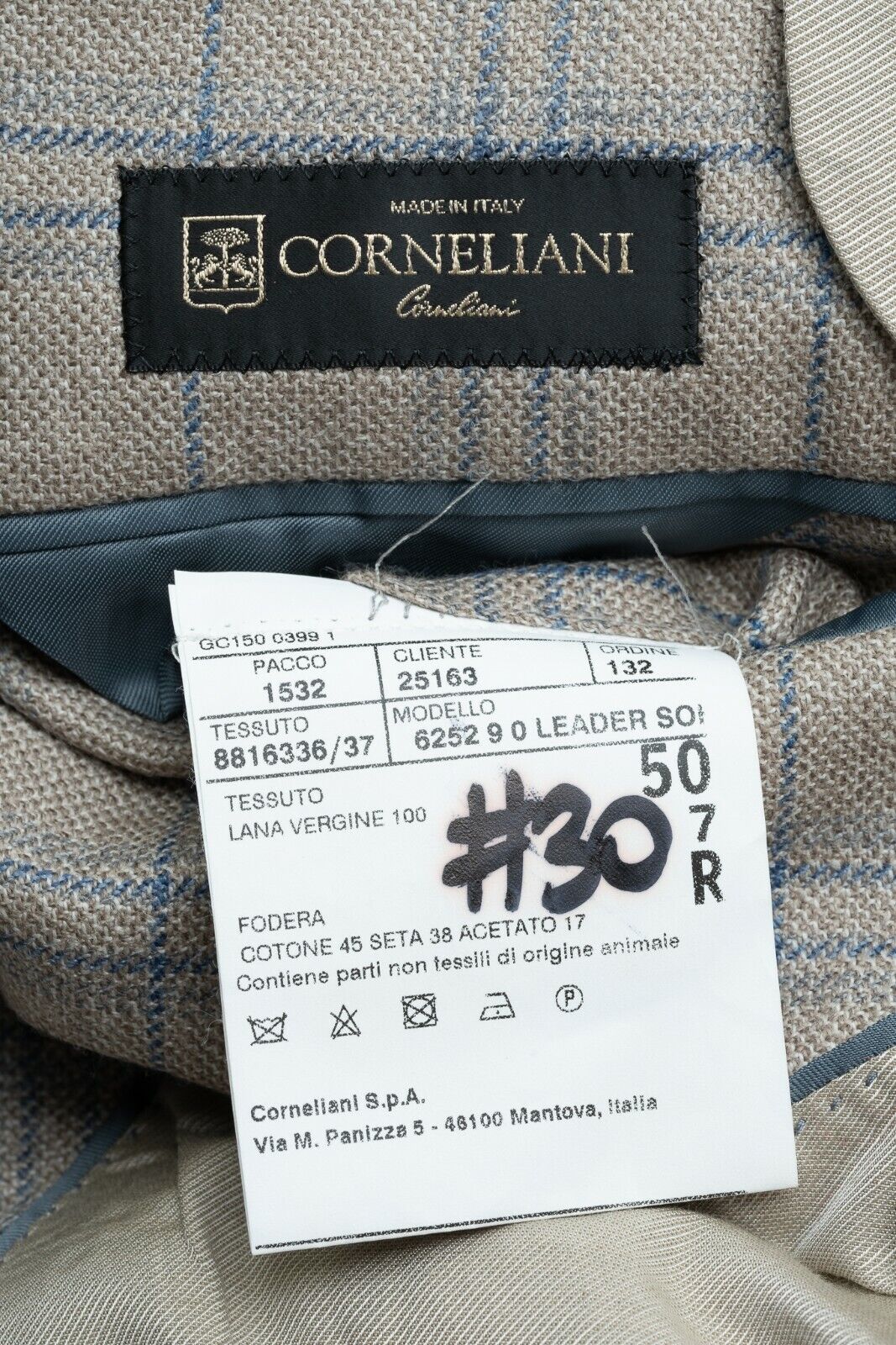 1050$ CORNELIANI Sartorial Jacket Blazer Gray Checks Virgin Wool Regular Fit