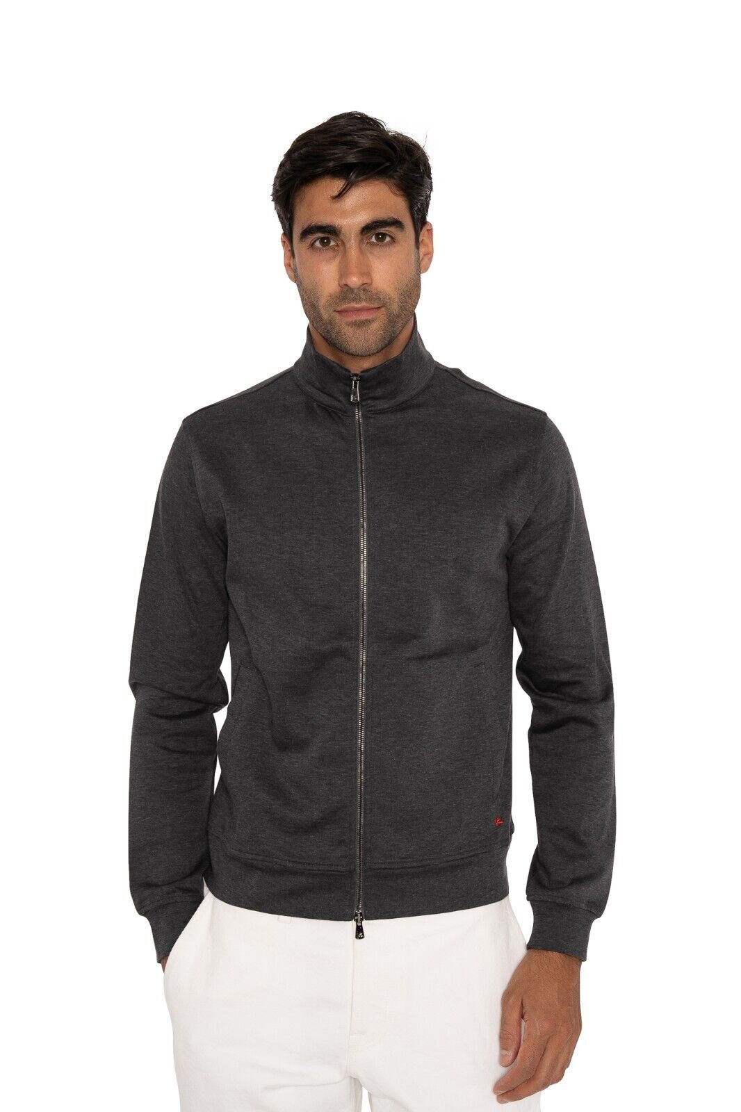 1200$ ISAIA NAPOLI Gray Full Zip Hoodie Track Jacket Jersey Cotton Size S