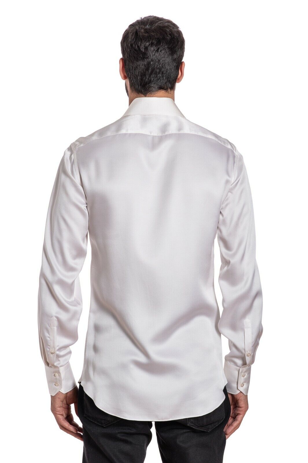 ITALIAN LUXURY 1400$ GERLIN Shirt 100% Silk Ivory ZILLI