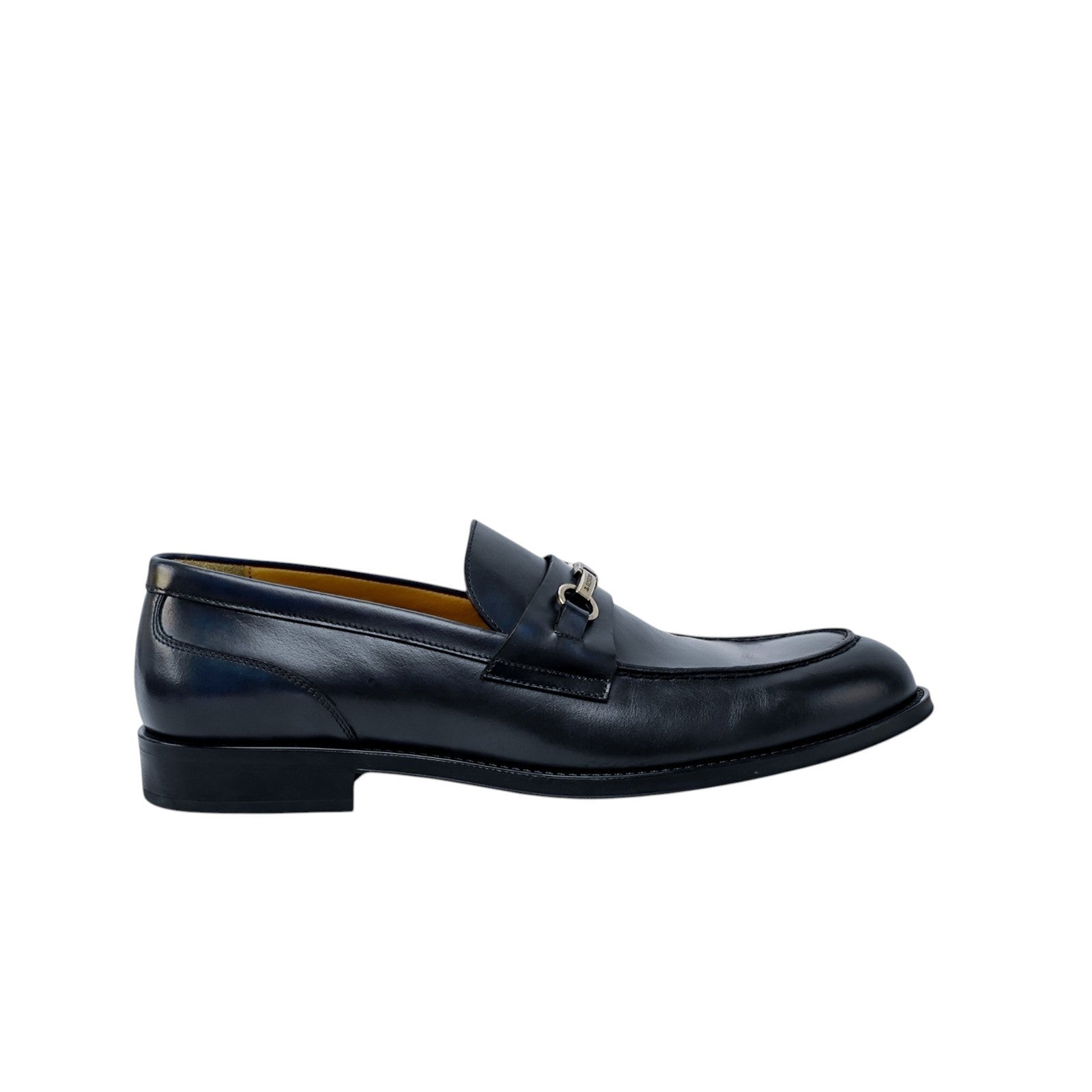 1300$ TESTONI Loafer Shoes Burnished Calf Blue + Metal 8 UK / 9 US / 42 IT