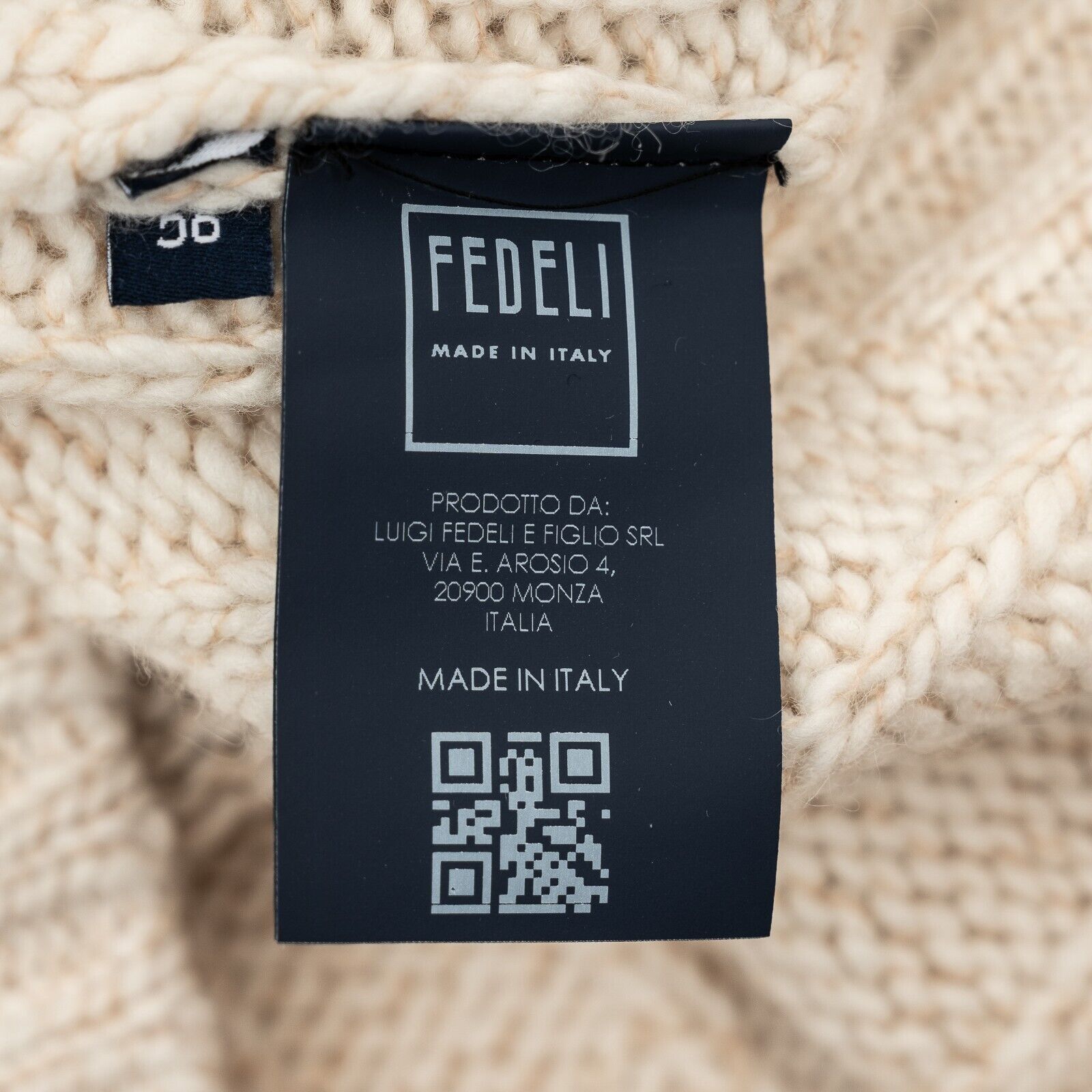 $2190 FEDELI "Malfilè" Ivory Sweater 100% Cashmere Cable Knit 46 US / 56 EU