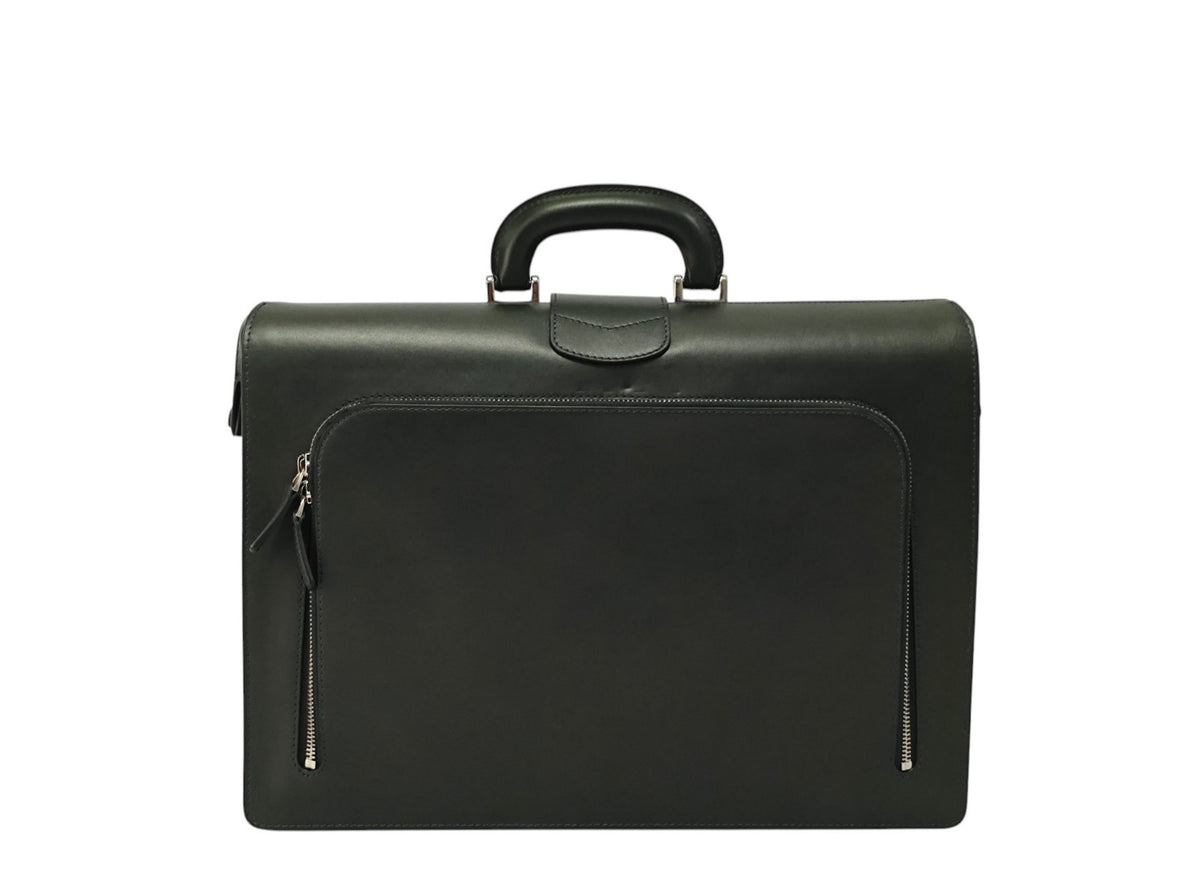 1520$ PINEIDER "Metro Smooth" Calf Diplomatic Briefcase Work Doctor Bag Green