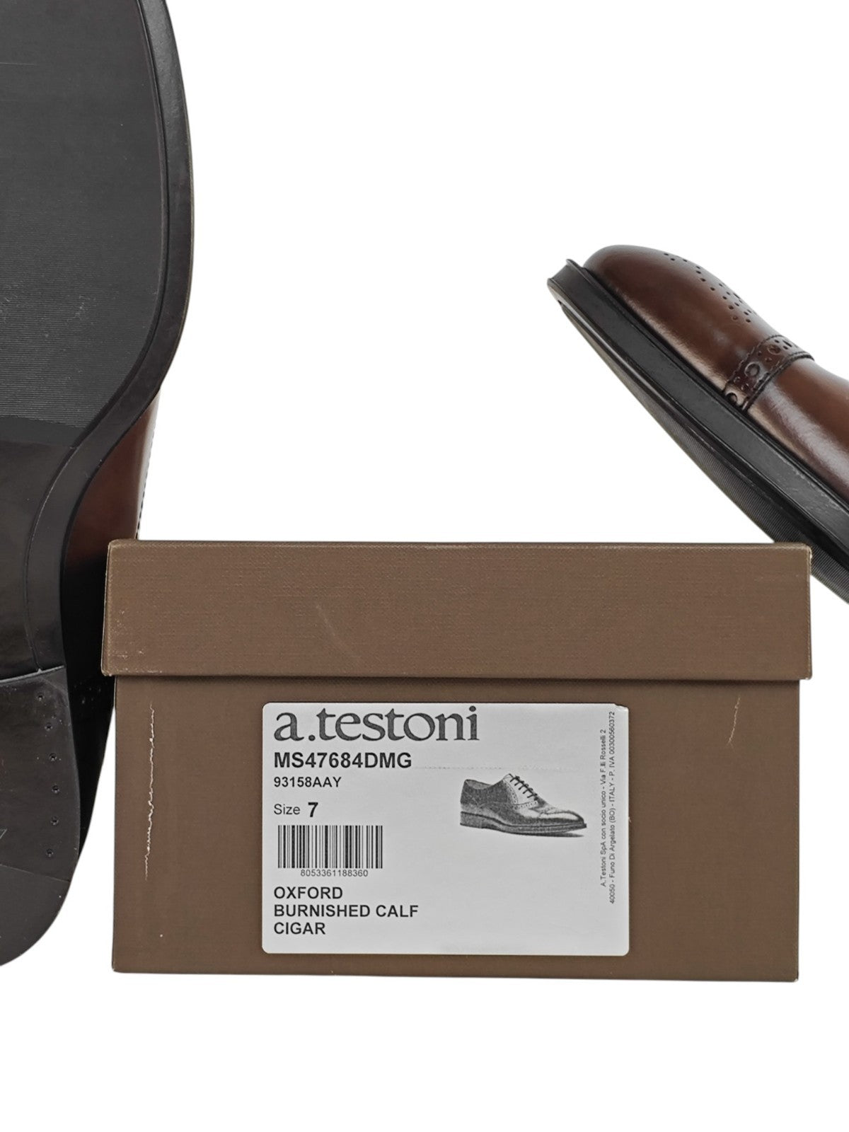 950$ TESTONI 1929 Oxford Shoes Brogue Burnished Calf Brown 7 UK / 8 US / 41 IT