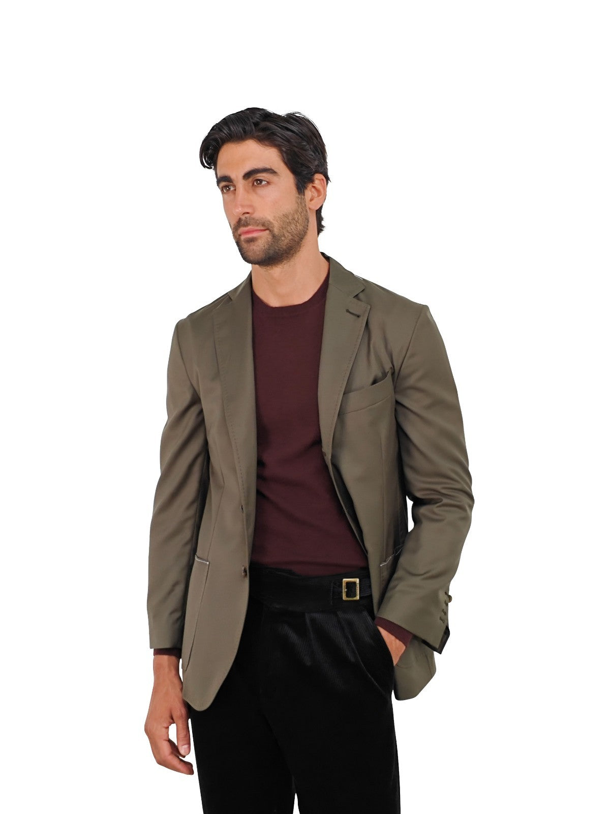 $1650 RUBINACCI Olive Green Deconstructed Jacket Sport Coat Wool 36 US / 46 EU