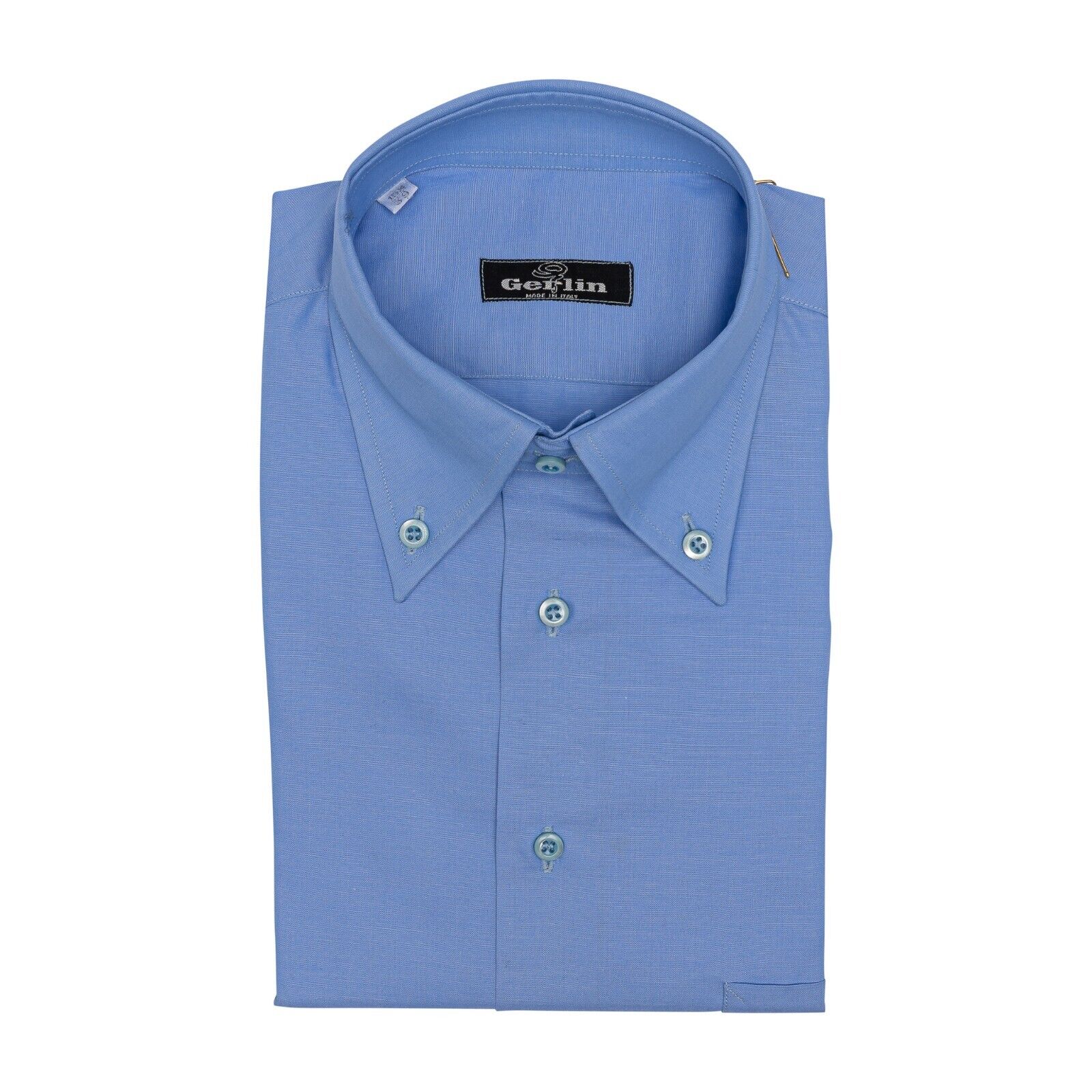 690$ LUXURY GERLIN Shirt Light Blue POINT COLLAR Fine Cotton 1AI ZILLI