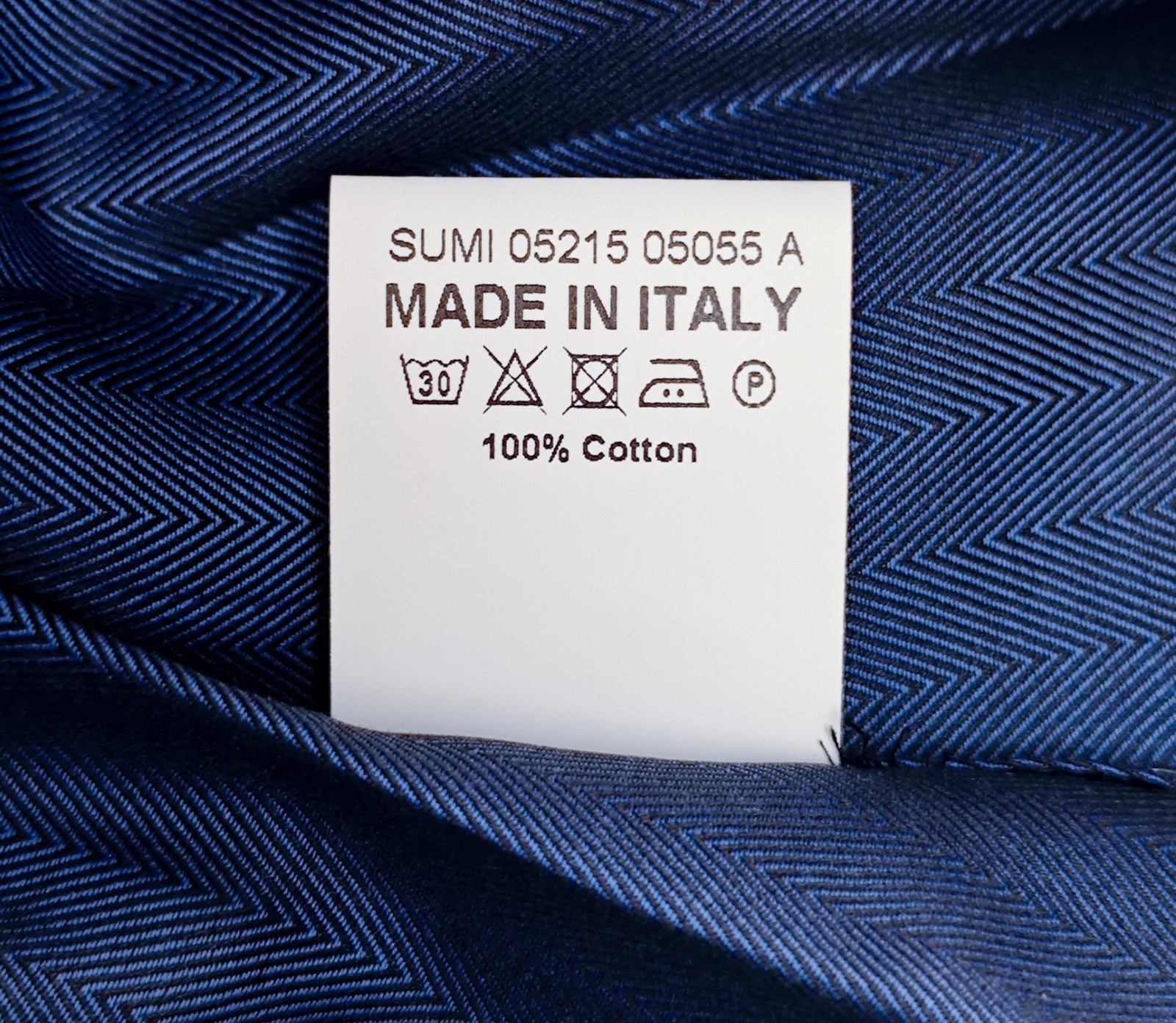 780$ ISAIA Dress Shirt Medium Blue Herringbone Lightwheight Cotton 17.5 - 44