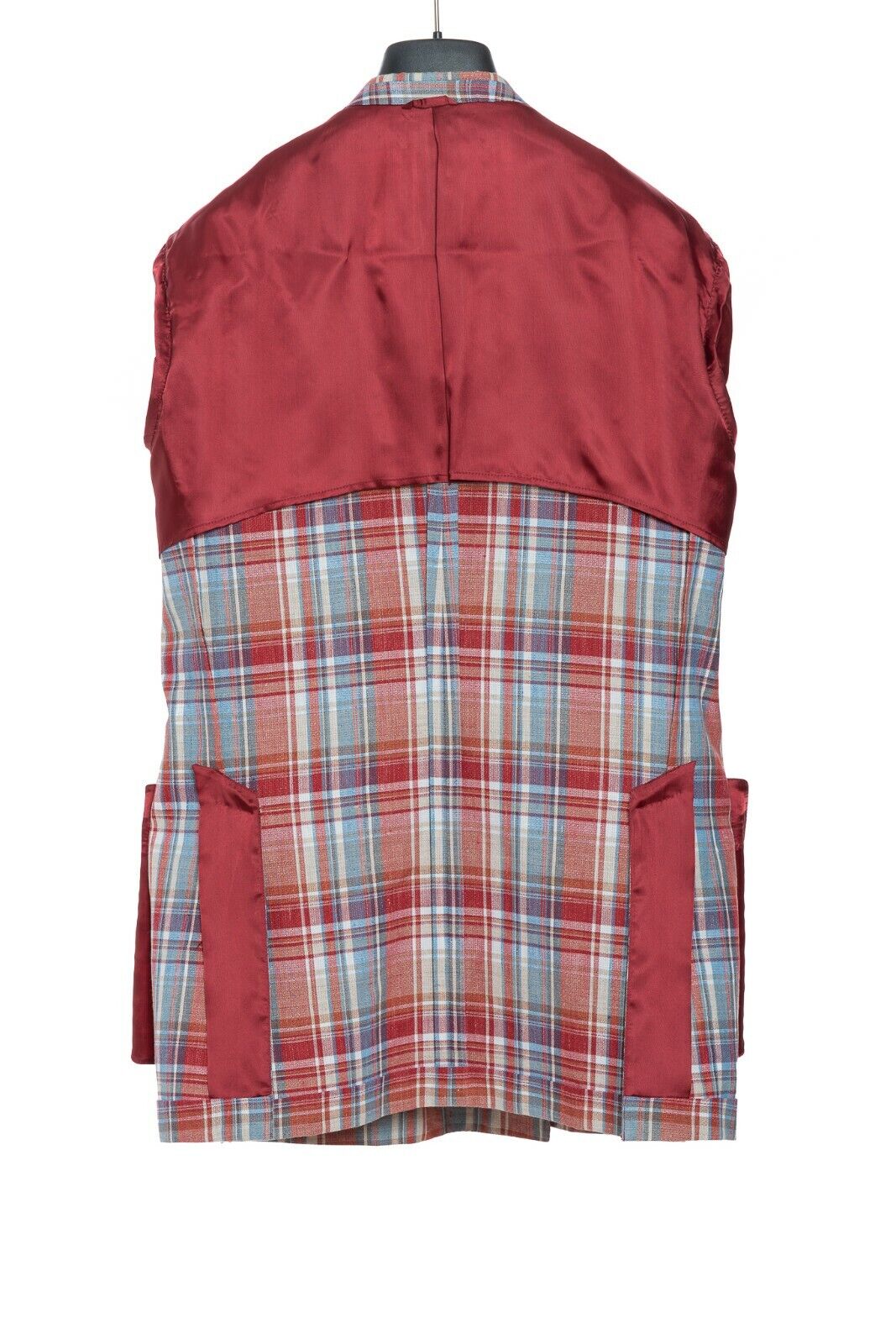 1900$ BELVEST Sartorial Double Breasted Jacket Check Linen Cotton Super Slim Fit
