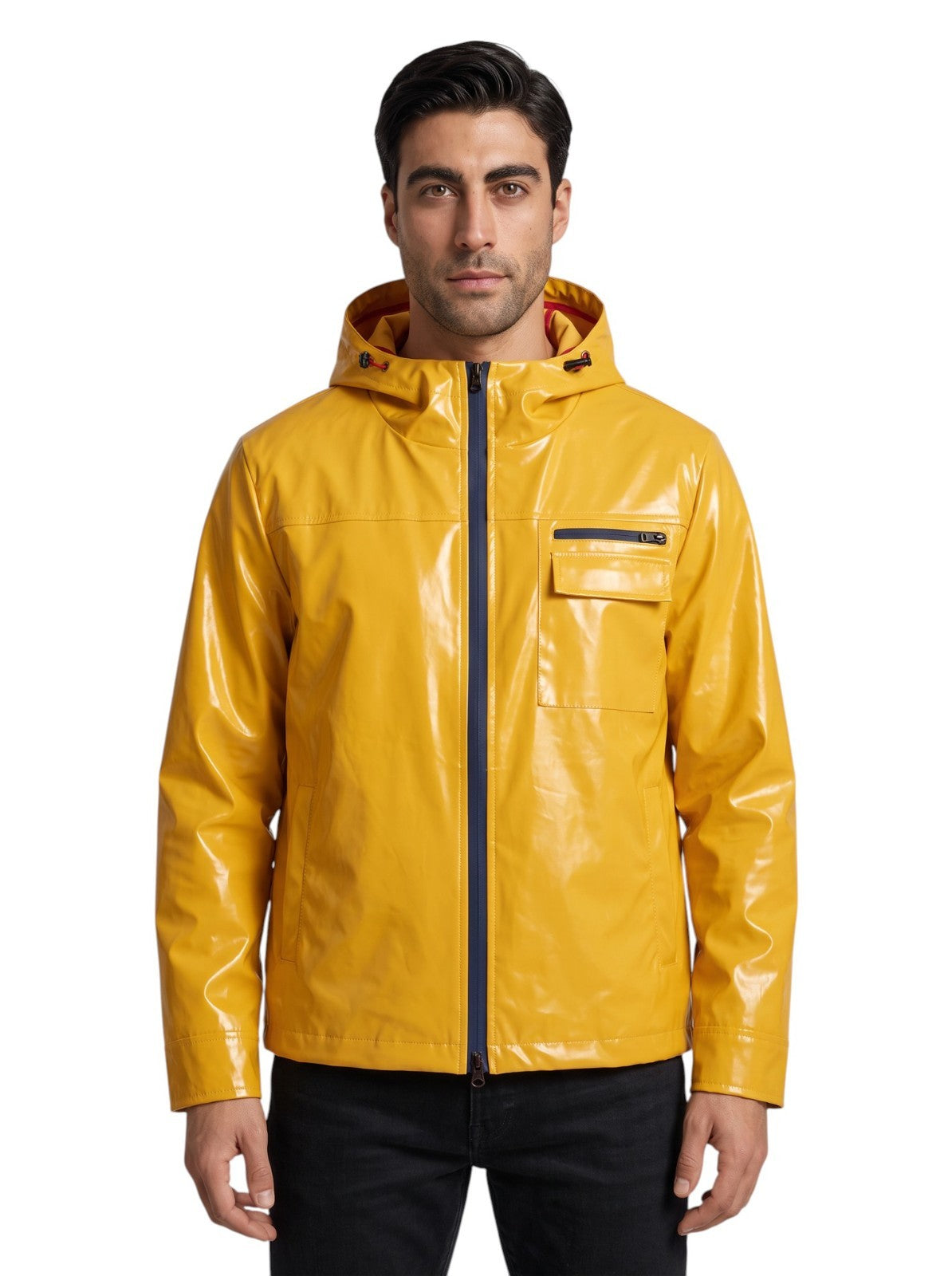5500$ ISAIA NAPOLI Parka Zip Raincoat Yellow Coated Waterproof Cotton Size M