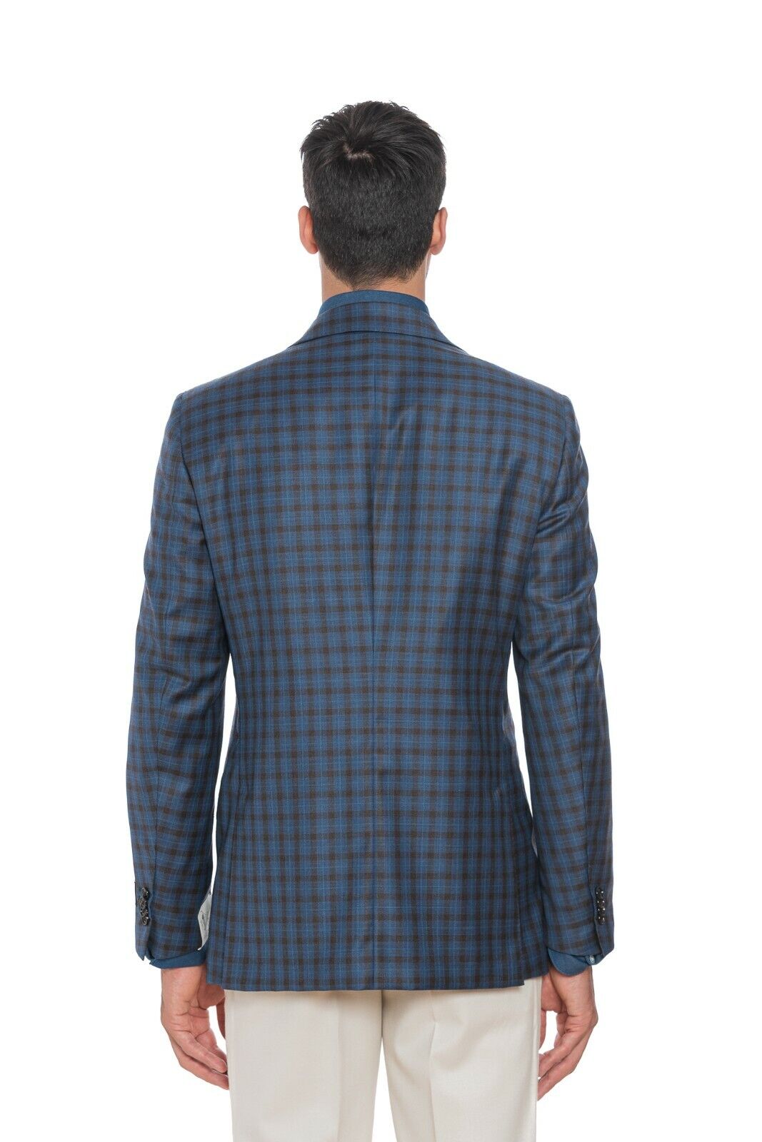2450$ BELVEST Jacket Blazer Blue Checks Fine Wool Super 130's 38 US / 48 EU 7R