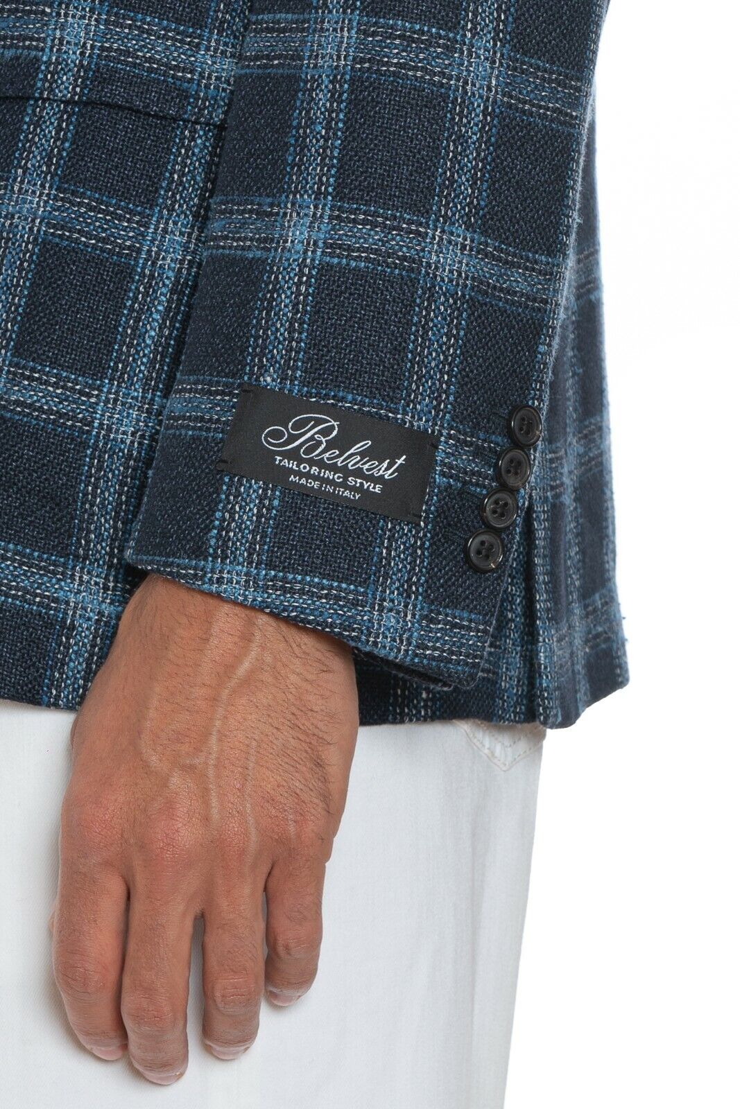 2250$ BELVEST Jacket Blue Checks Silk Linen Cotton Drop 7 JACKETINTHEBOX Edition