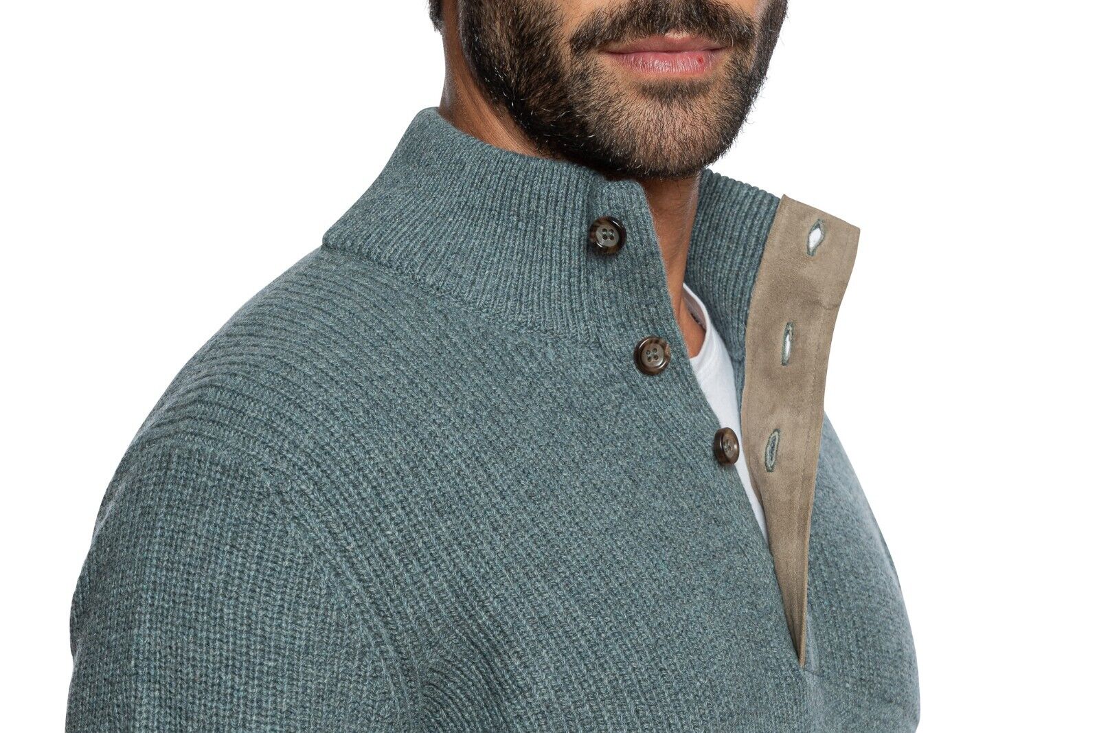 680$ DELLA CIANA CASHMERE Sweater Merinos Wool / Cashmere + Leather 40 US  50 EU