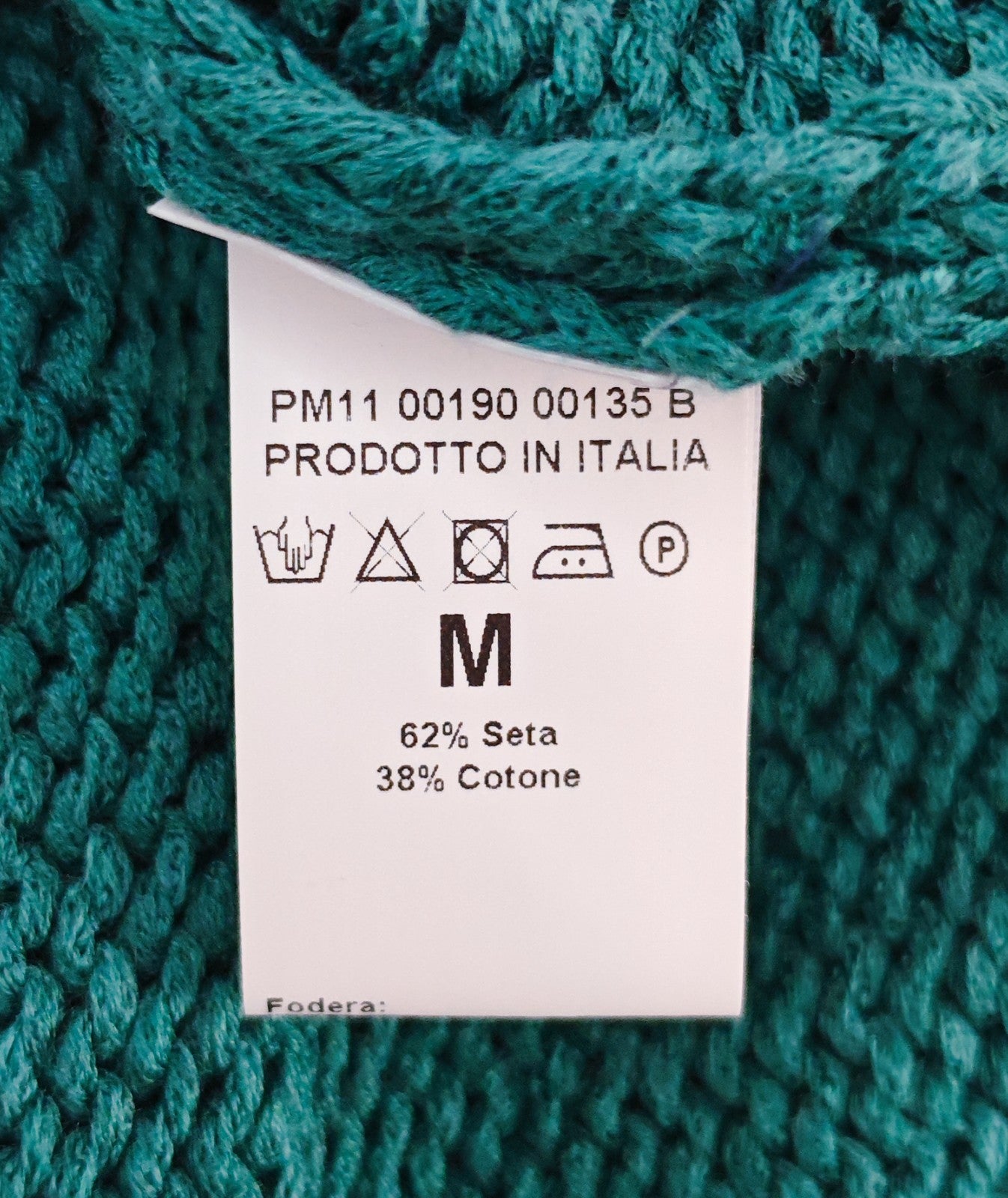 1750$ ISAIA NAPOLI Petroleum Green Sweater Woven Knit Soft Cotton Silk M