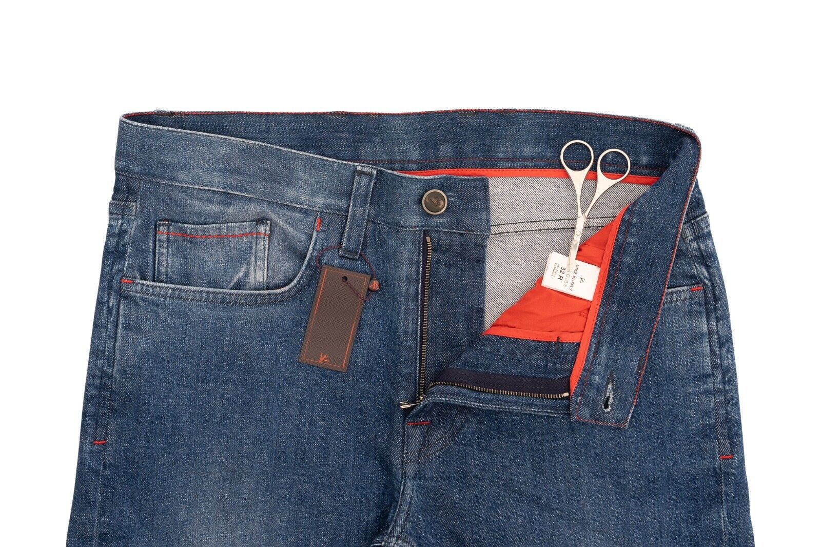 690$ ISAIA NAPOLI Blue 5 Pockets Denim Jeans Trousers Pant Regular Cotton