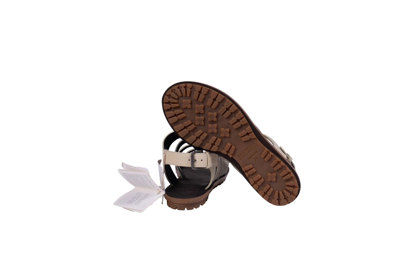 1400$ BRUNELLO CUCINELLI Sandal Monile Shoes Beige Leather 6 US / 3 UK / 36 IT