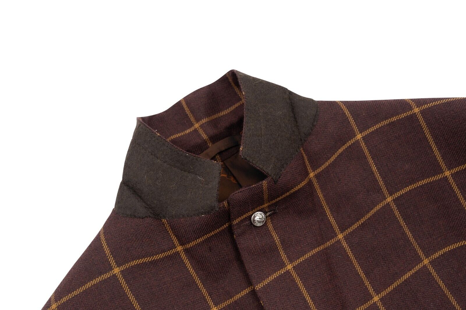 $1500 EIDOS by ISAIA NAPOLI Burgundy Windowpane Jacket Sport Coat Wool / Linen