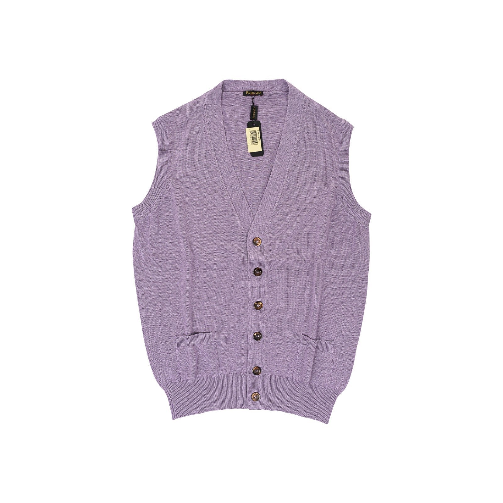 350$ RUBINACCI NAPOLI Lilac Cardigan Vest Gilet Knit Cotton