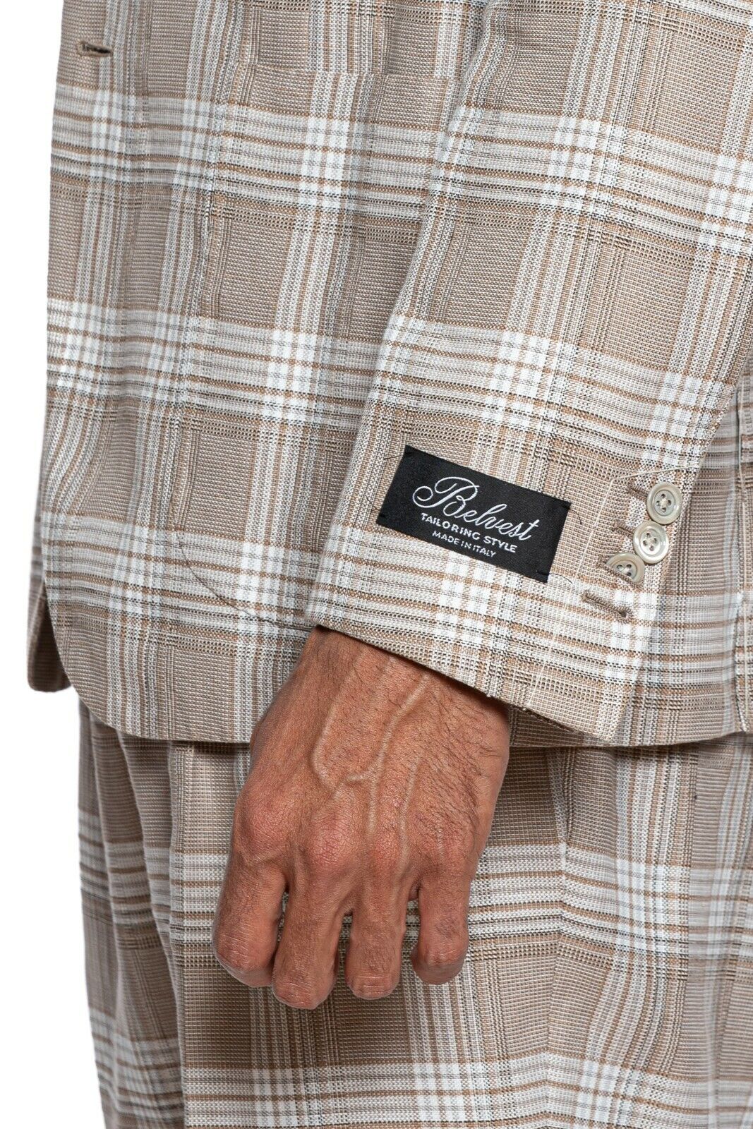 $2750 Belvest Light Brown Suit Linen Cotton 40 US / 50 EU 7R JACKETINTHEBOX