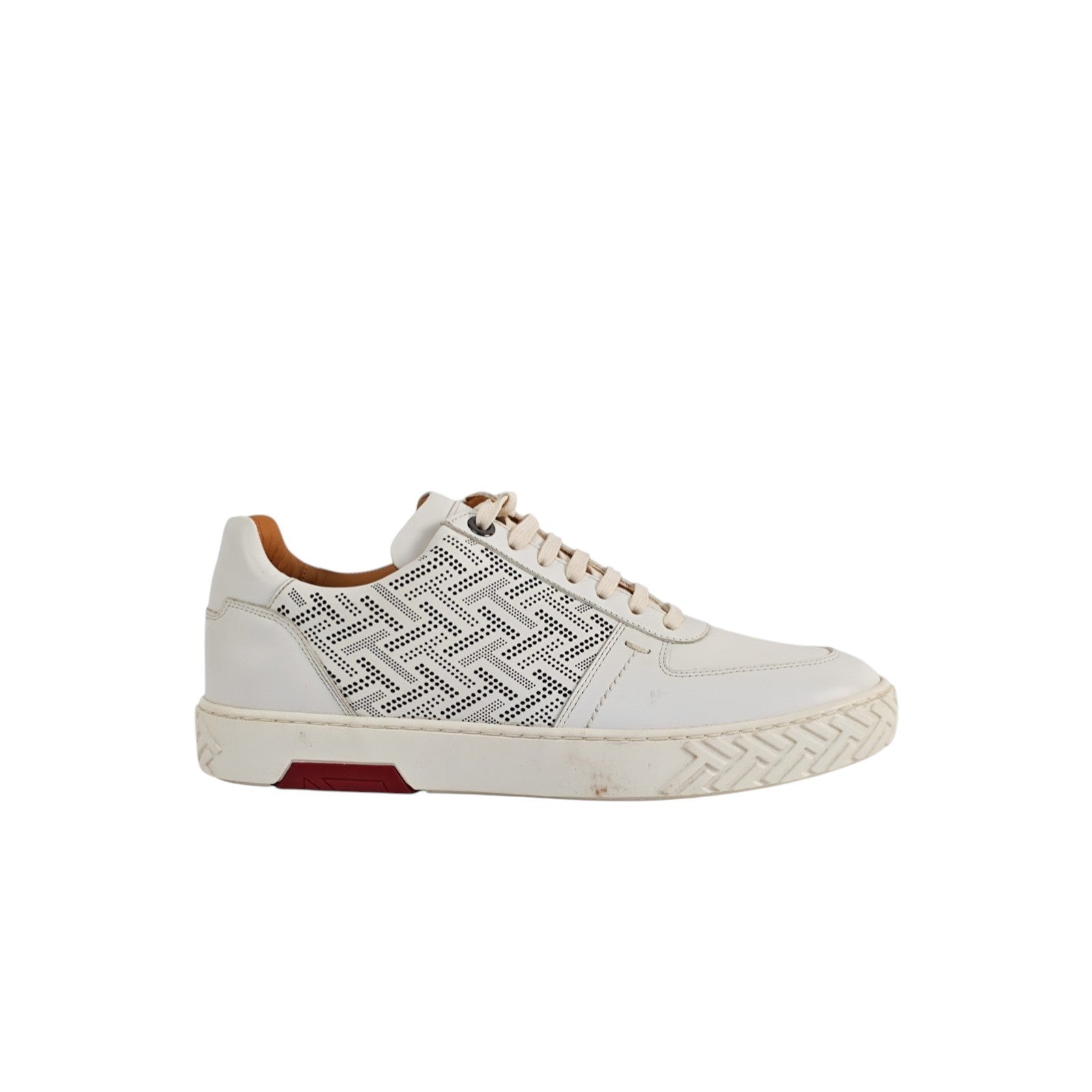 950$ TESTONI Ravenna White Sneaker Perforated Interlock 8 UK / 9 US / 42 IT