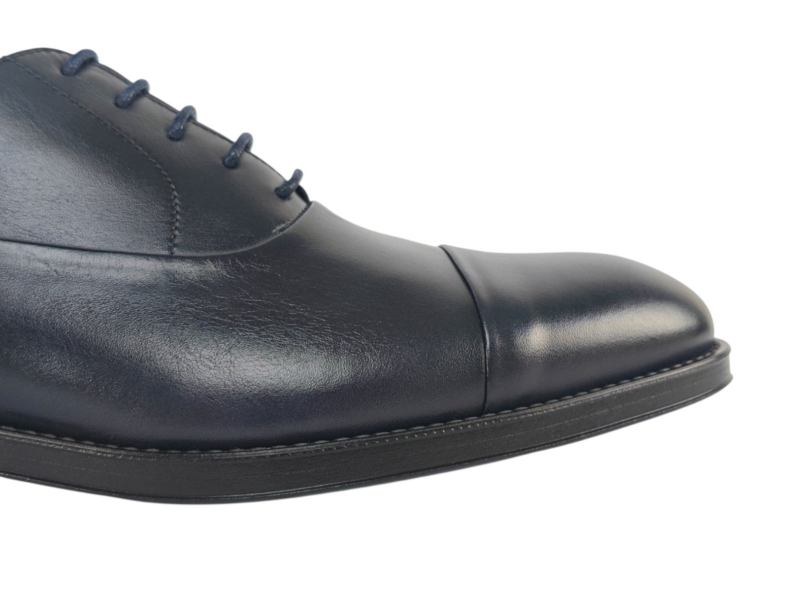 950$ TESTONI 1929 "Salerno" Oxford Shoes Vintage Calf Navy 8 UK / 9 US / 42 IT